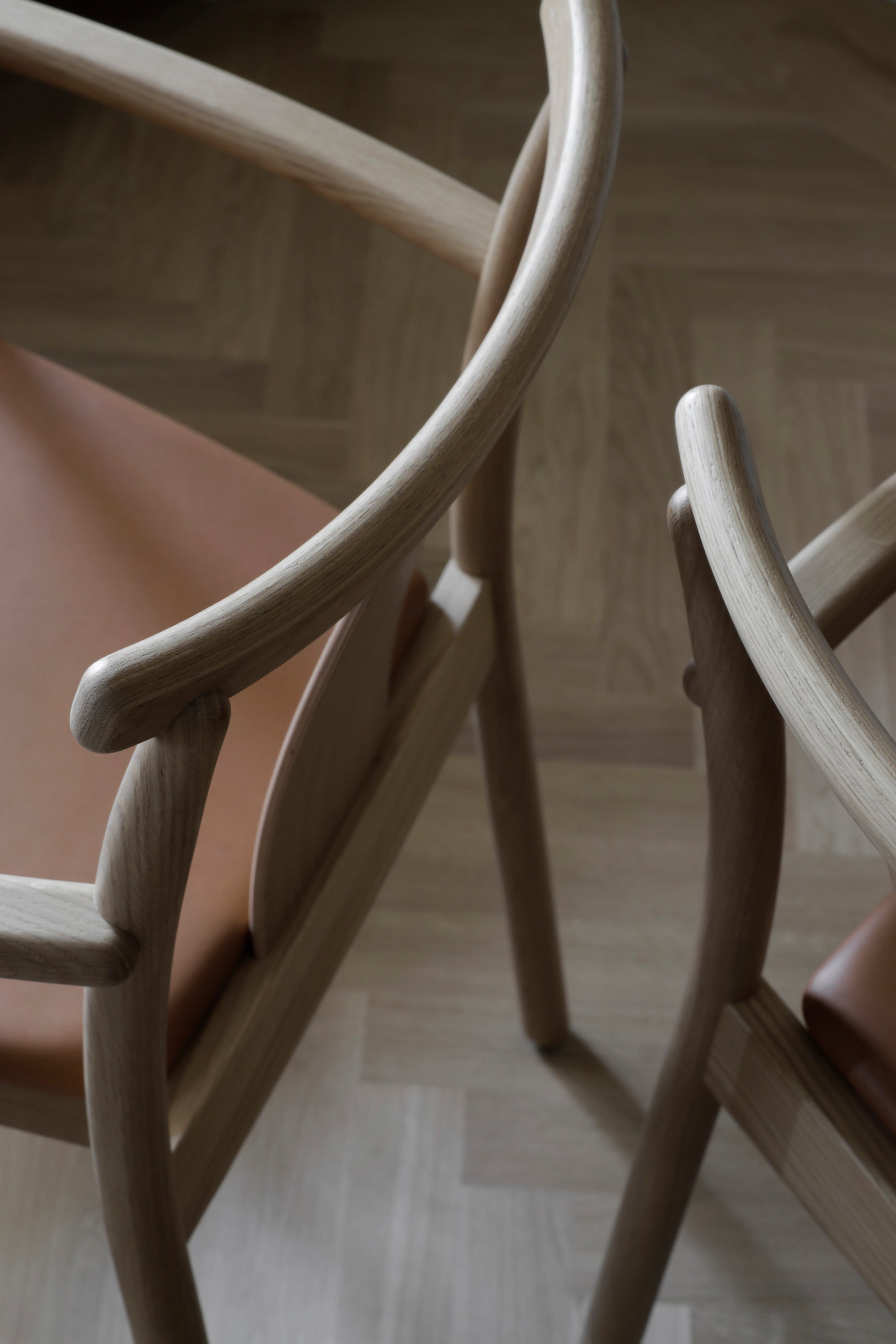 MERKUR chair black oak wood with brown seat