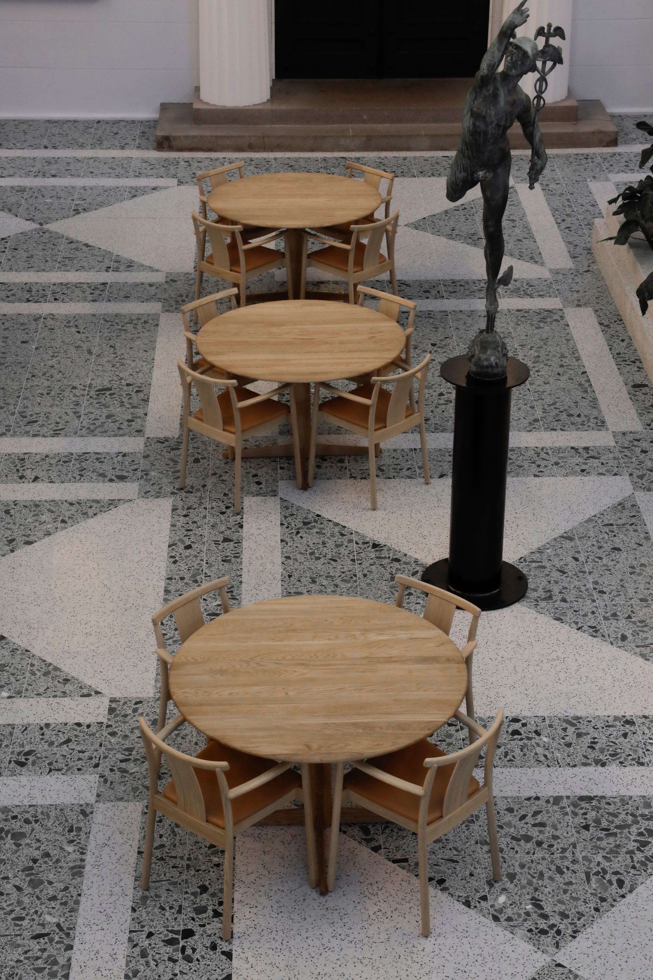 MERKUR chair black oak wood with brown seat