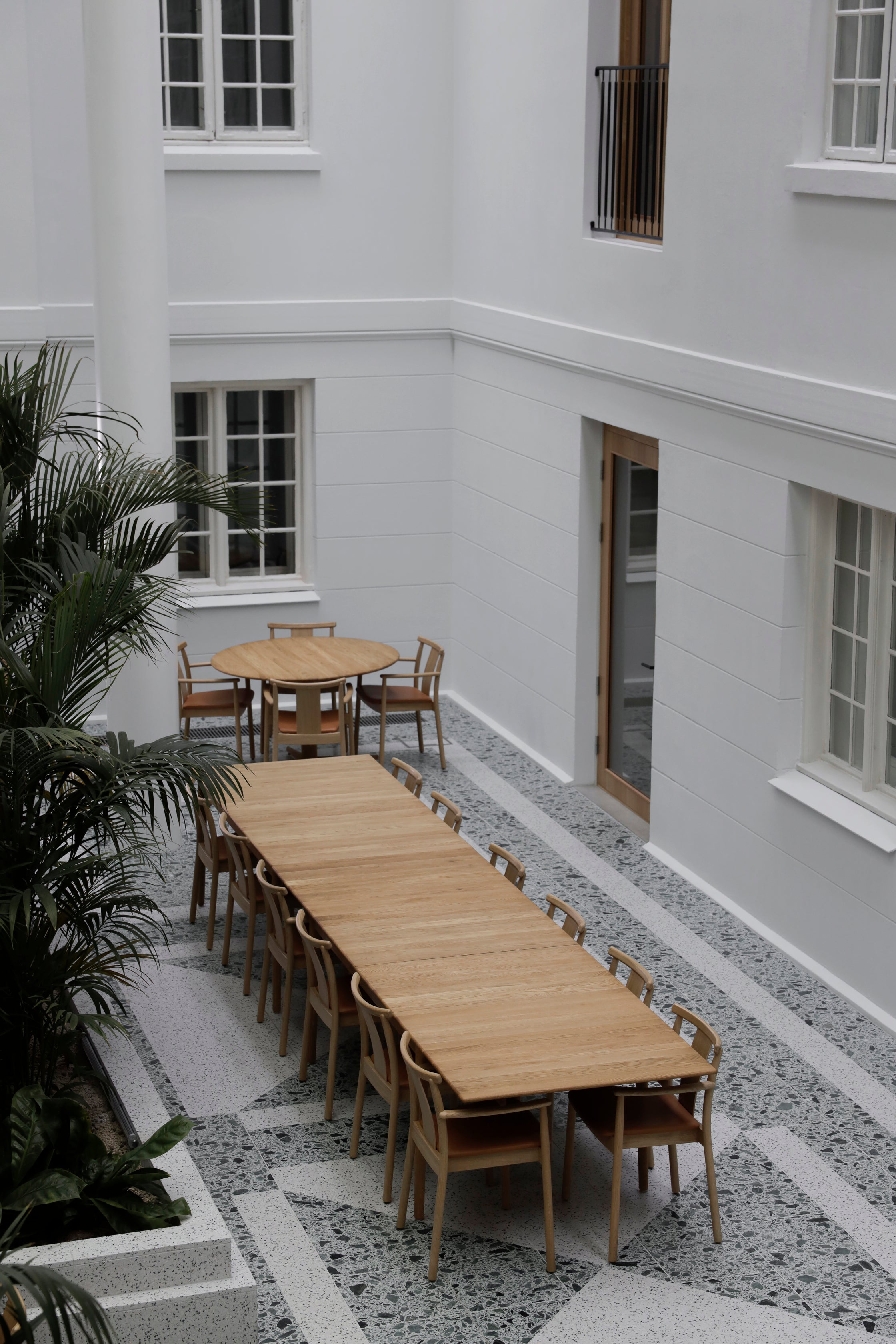 MERKUR chair black oak wood with brown seat