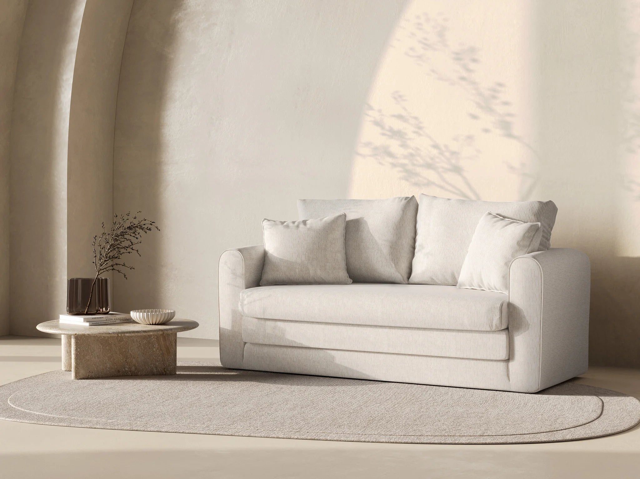 2-Seater Sofa with Sleeping Function LIDO Cool Light Grey