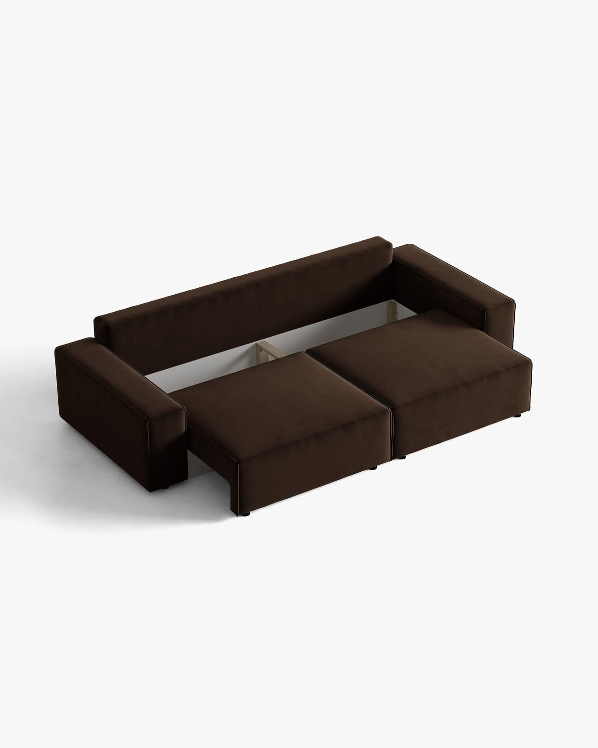 Sofa z jemného zamatového materiálu pre 3 osoby s funkciou spania JODIE čokoládová