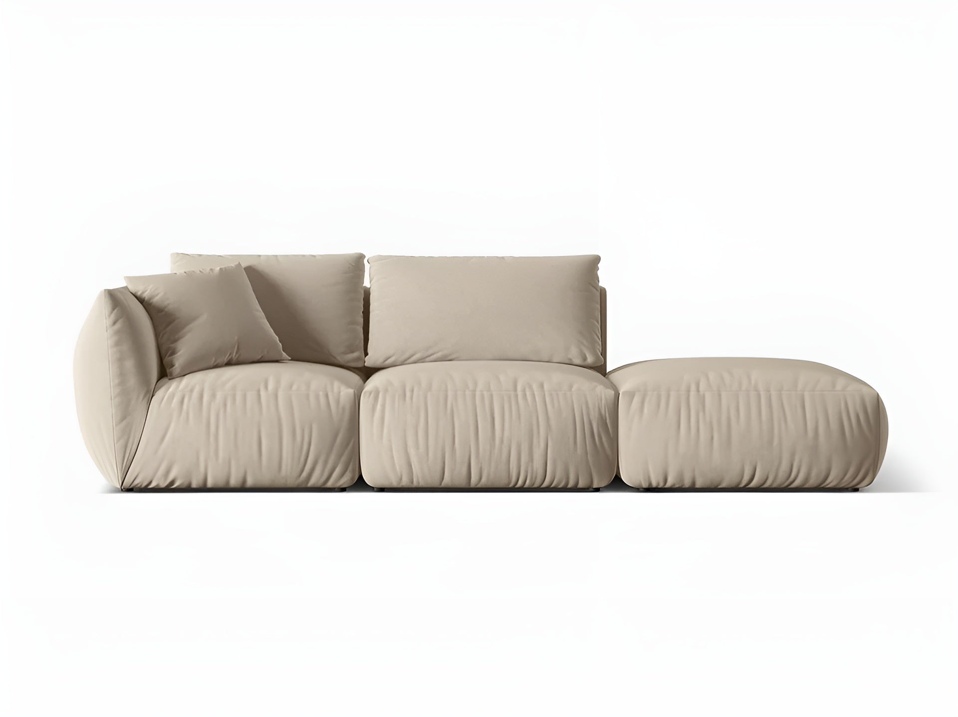 Ecru 3-Seater Right-Hand Velvet Modular Sofa CHRIS