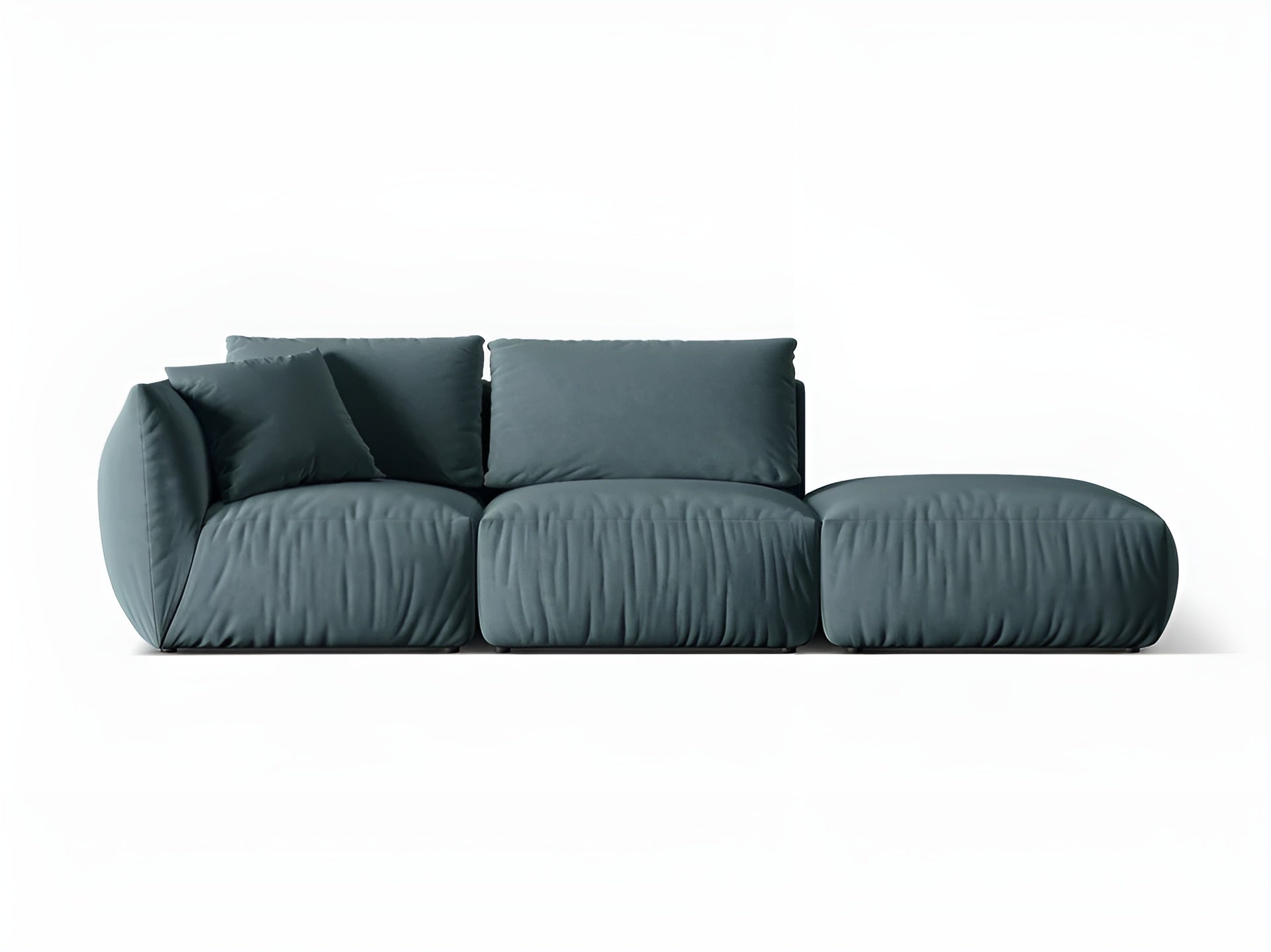 Right-facing 3-seater velvet modular sofa CHRIS light blue