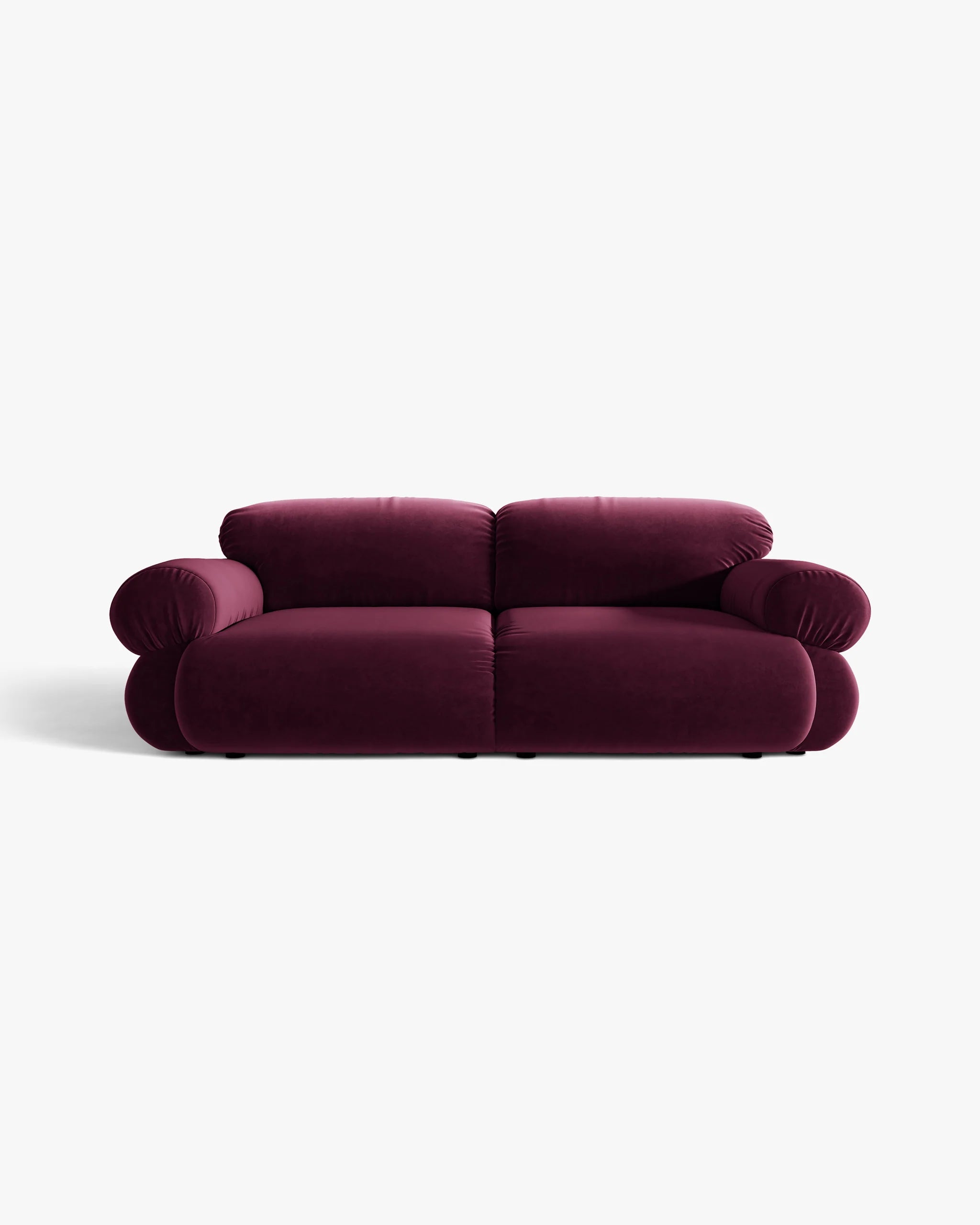 Sofa 3-osobová z aksamitného materiálu OPHELIA v burgundskej farbe