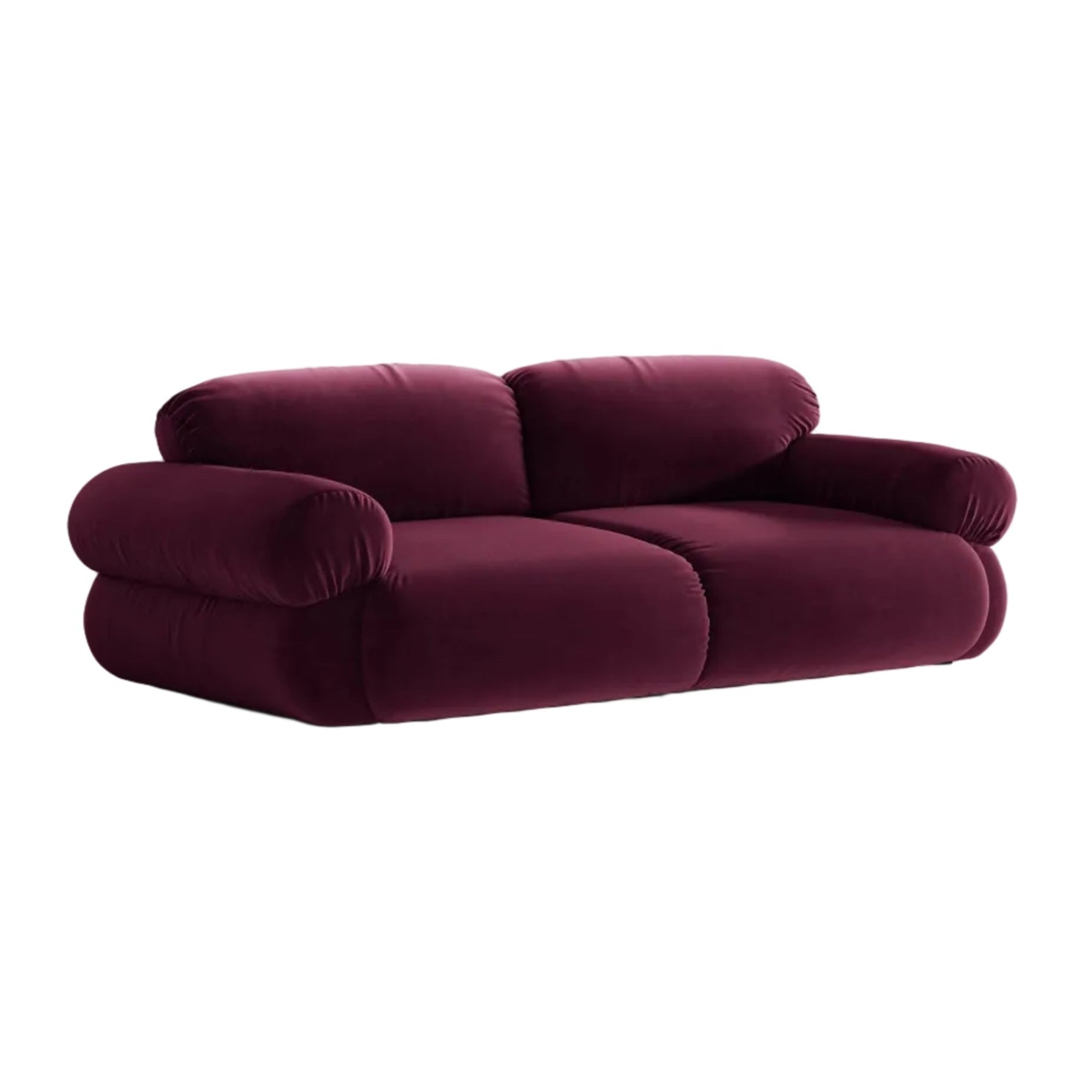 Sofa 3-osobová z aksamitného materiálu OPHELIA v burgundskej farbe
