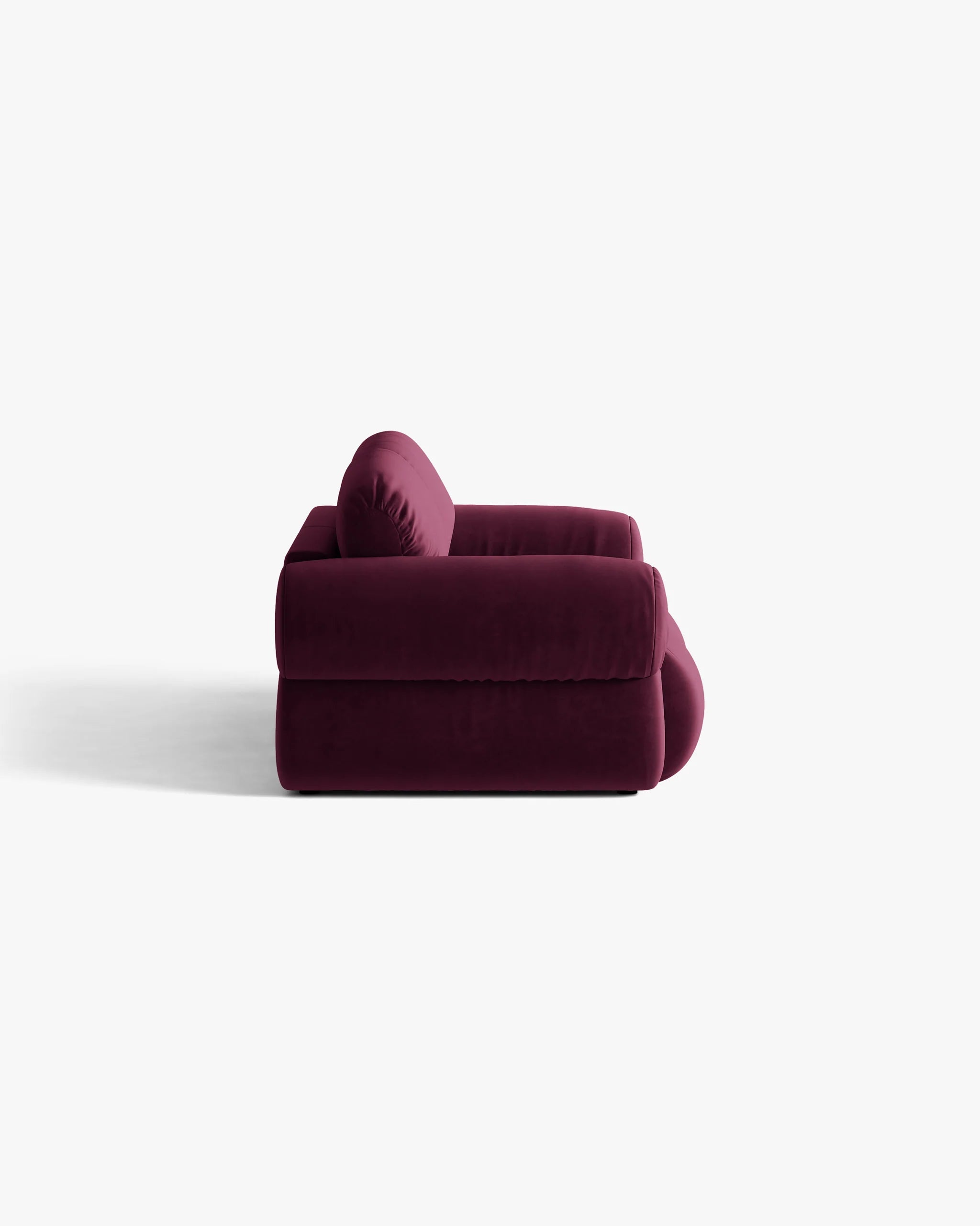 Sofa 3-osobová z aksamitného materiálu OPHELIA v burgundskej farbe