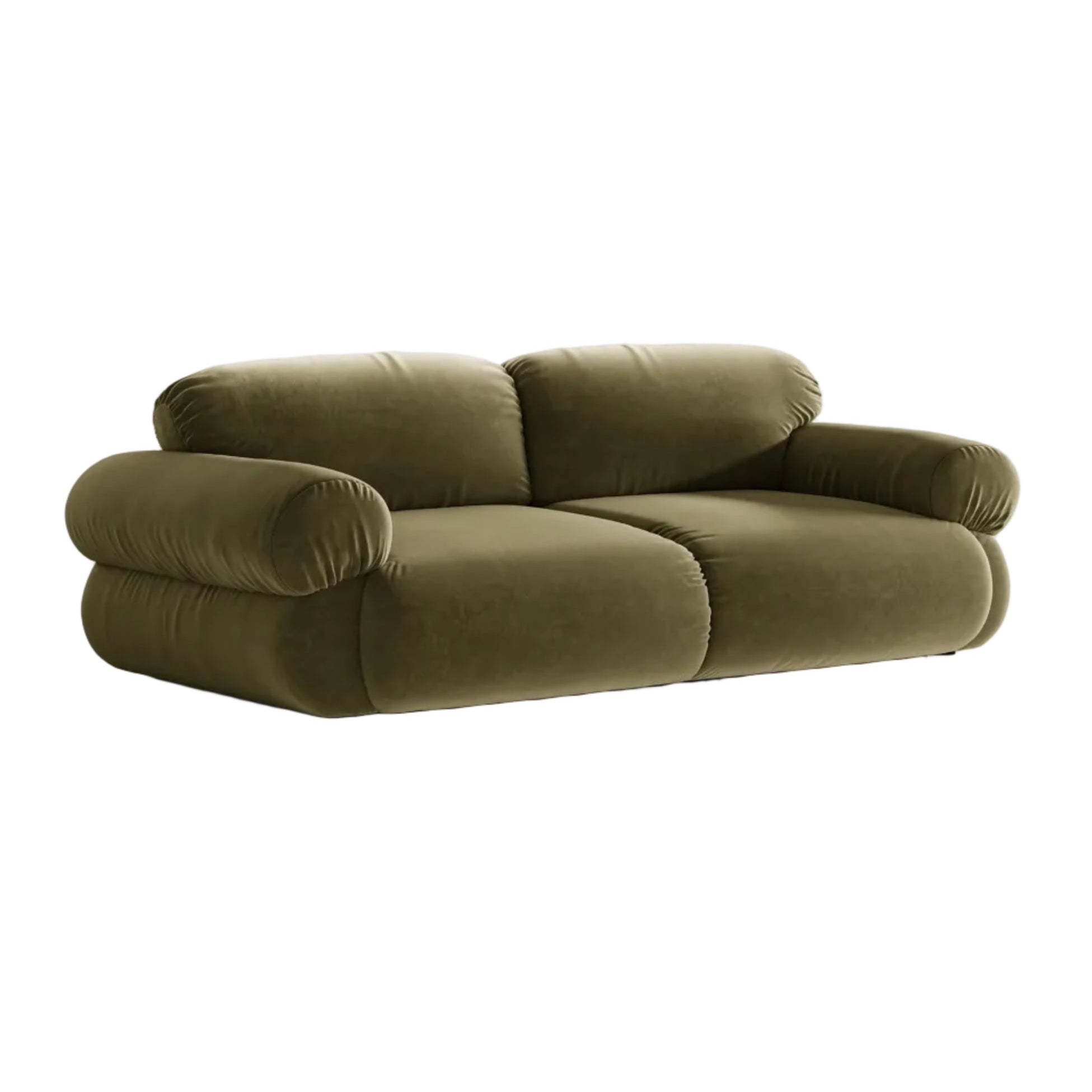 Sofa 3-osobová z aksamitného materiálu OPHELIA v olivovej farbe