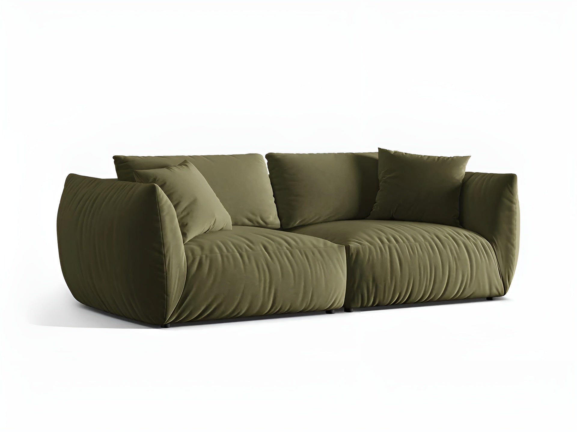 Sofa z jemného zamatového materiálu pre 4 osoby CHRIS svetlozelená