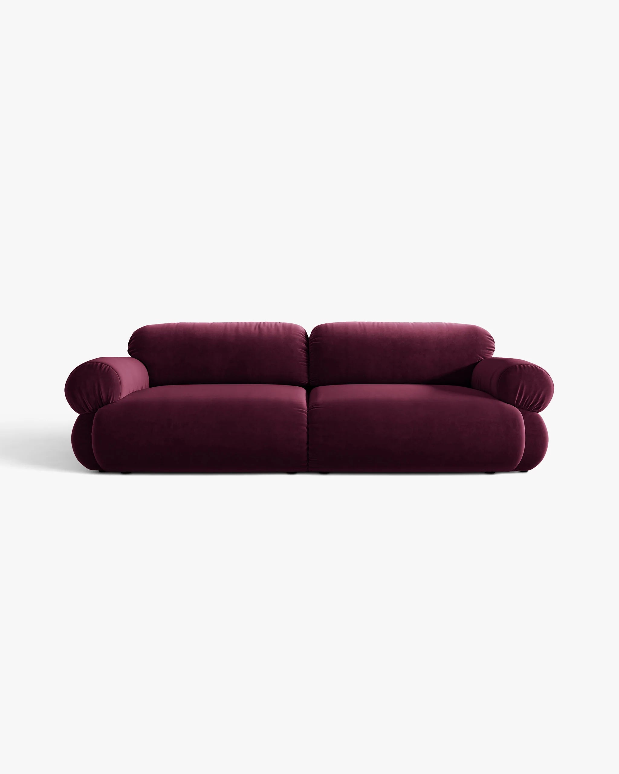 Sofa pre 4 osoby, zamatová OPHELIA v burgundskej farbe