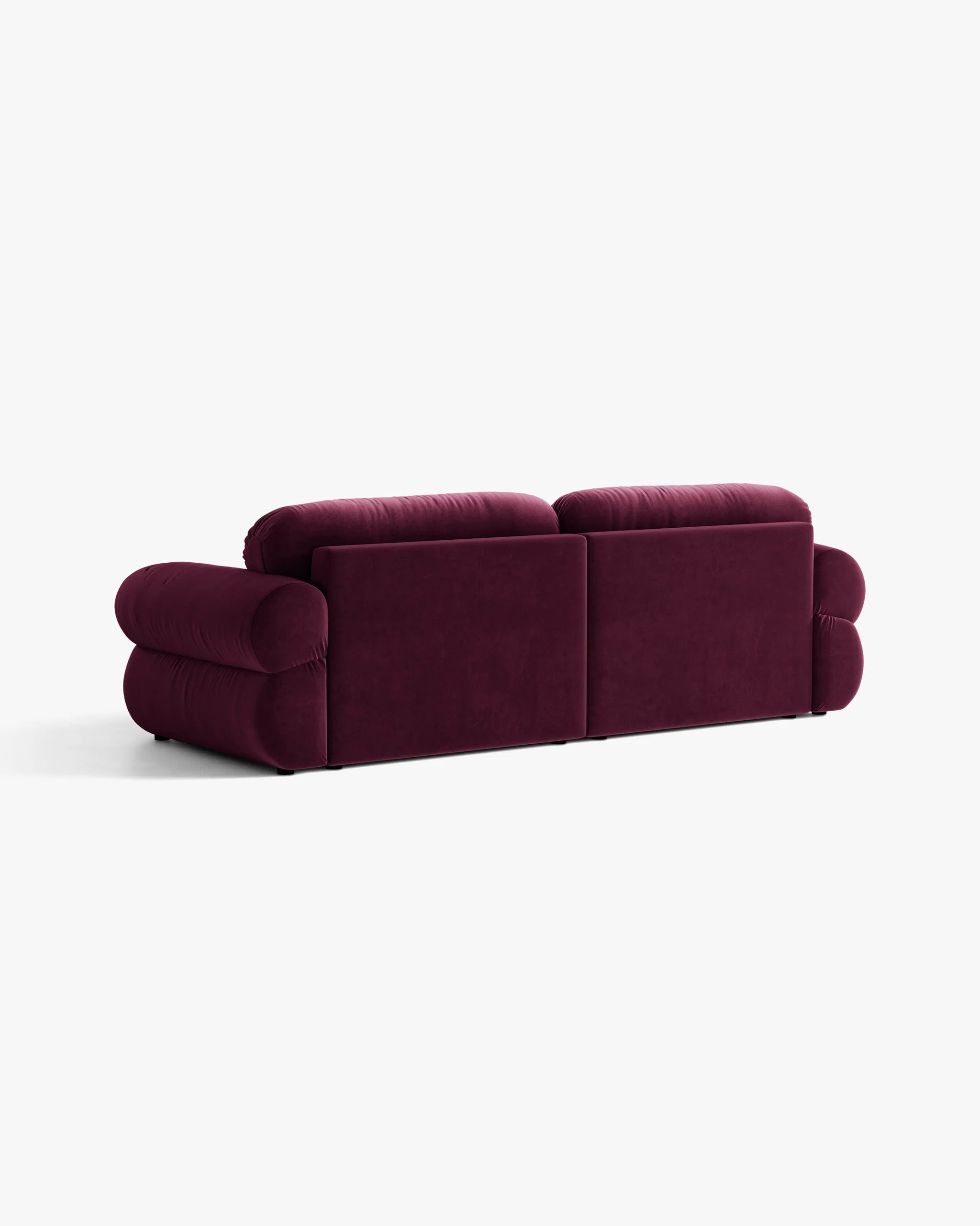Sofa pre 4 osoby, zamatová OPHELIA v burgundskej farbe