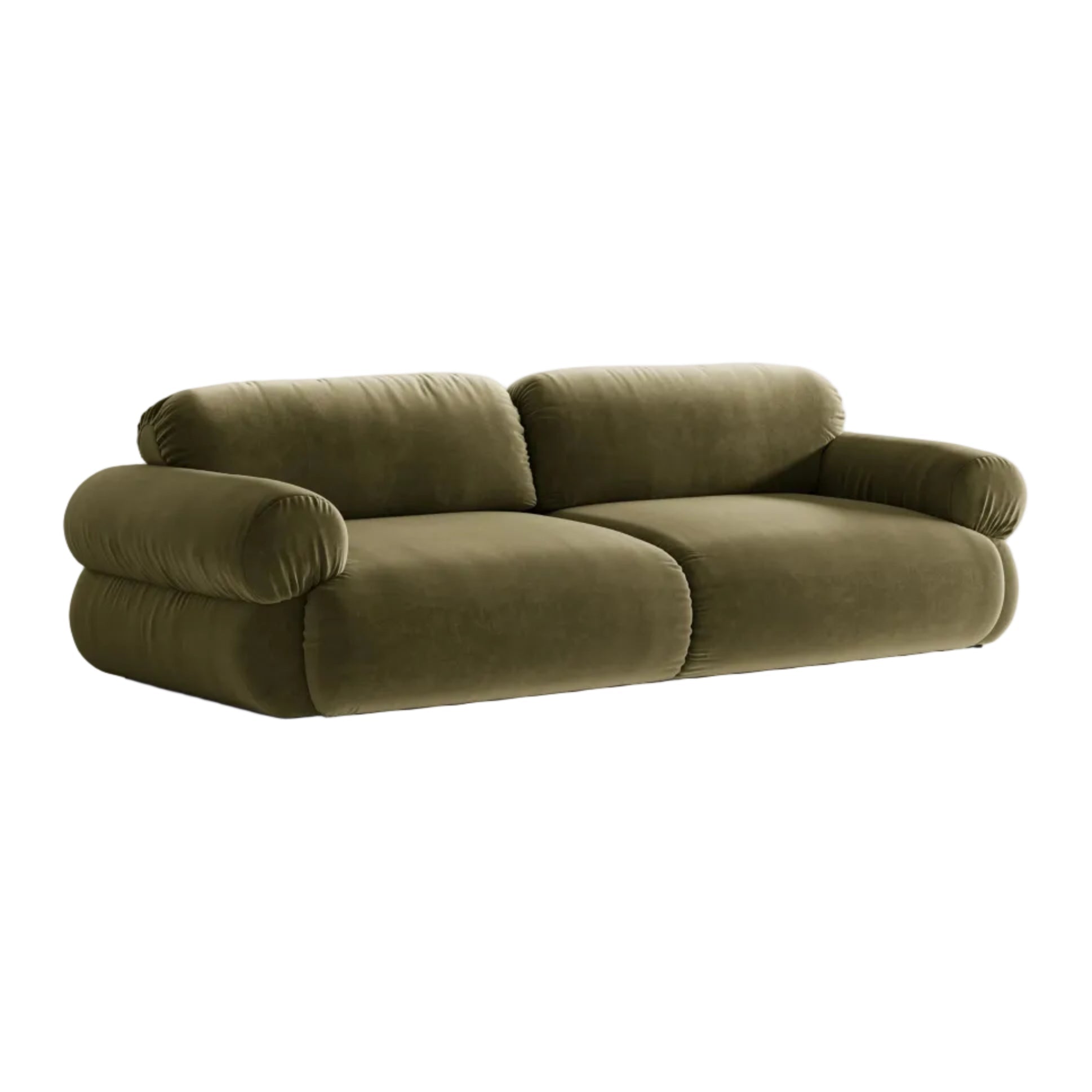 Sofa pre 4 osoby z aksamitom OPHELIA v olivovej farbe