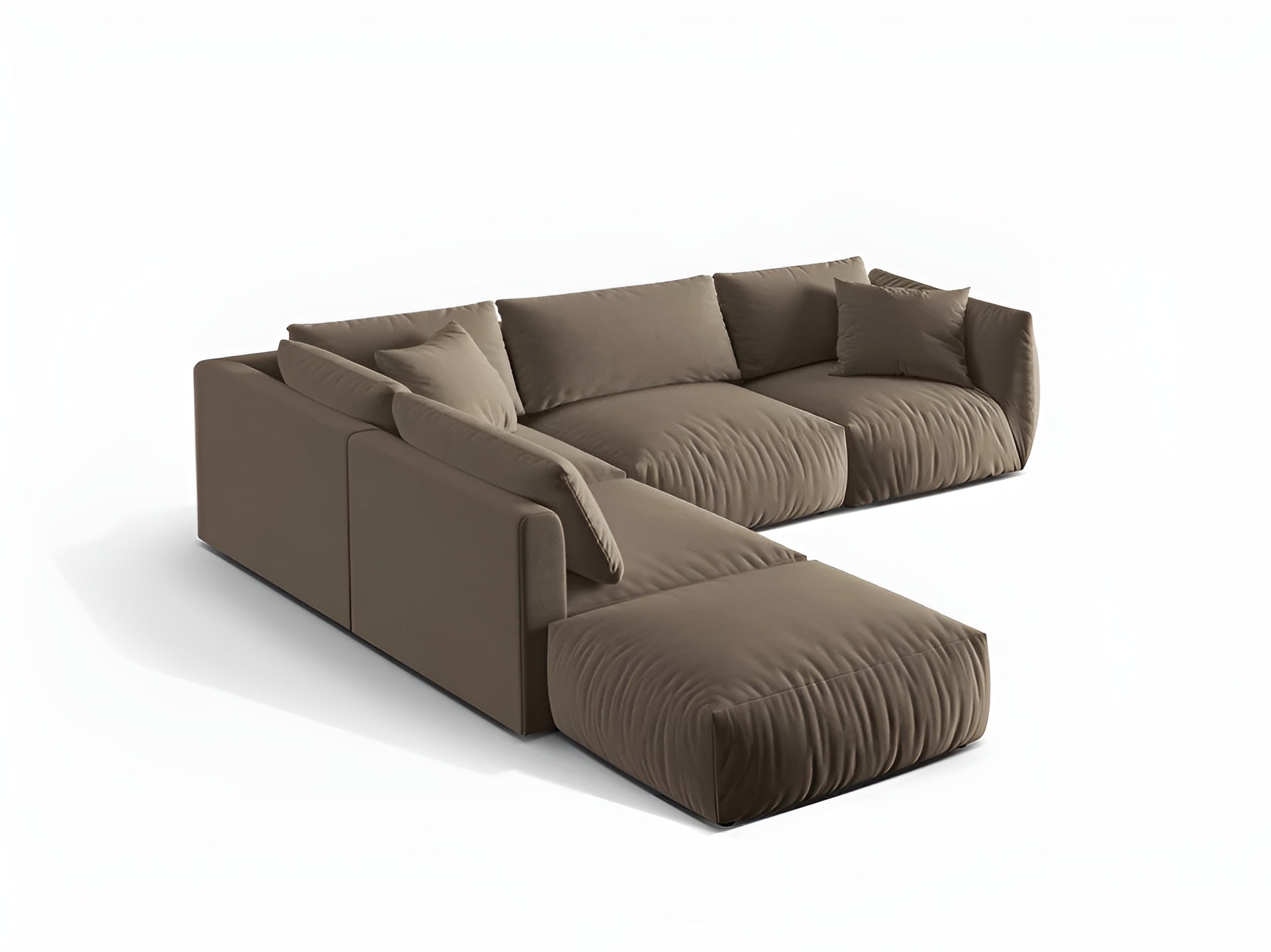 Velvet modular corner sofa for 4 people, left-sided CHRIS in light brown