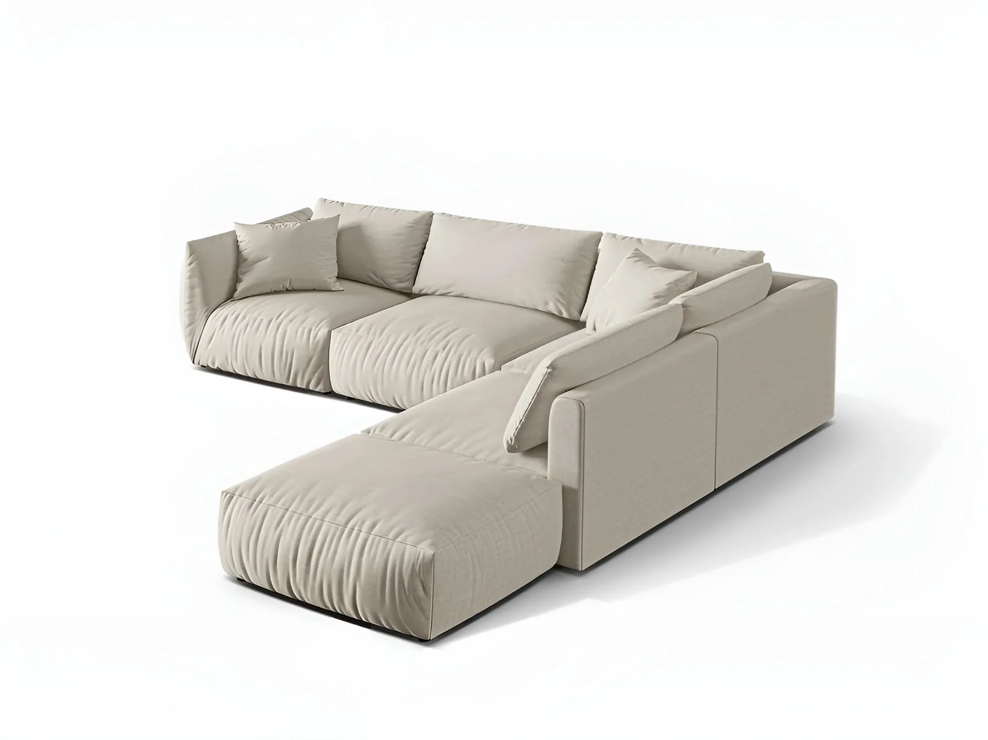 Right-facing modular corner sofa for 4 people CHRIS cream chenille