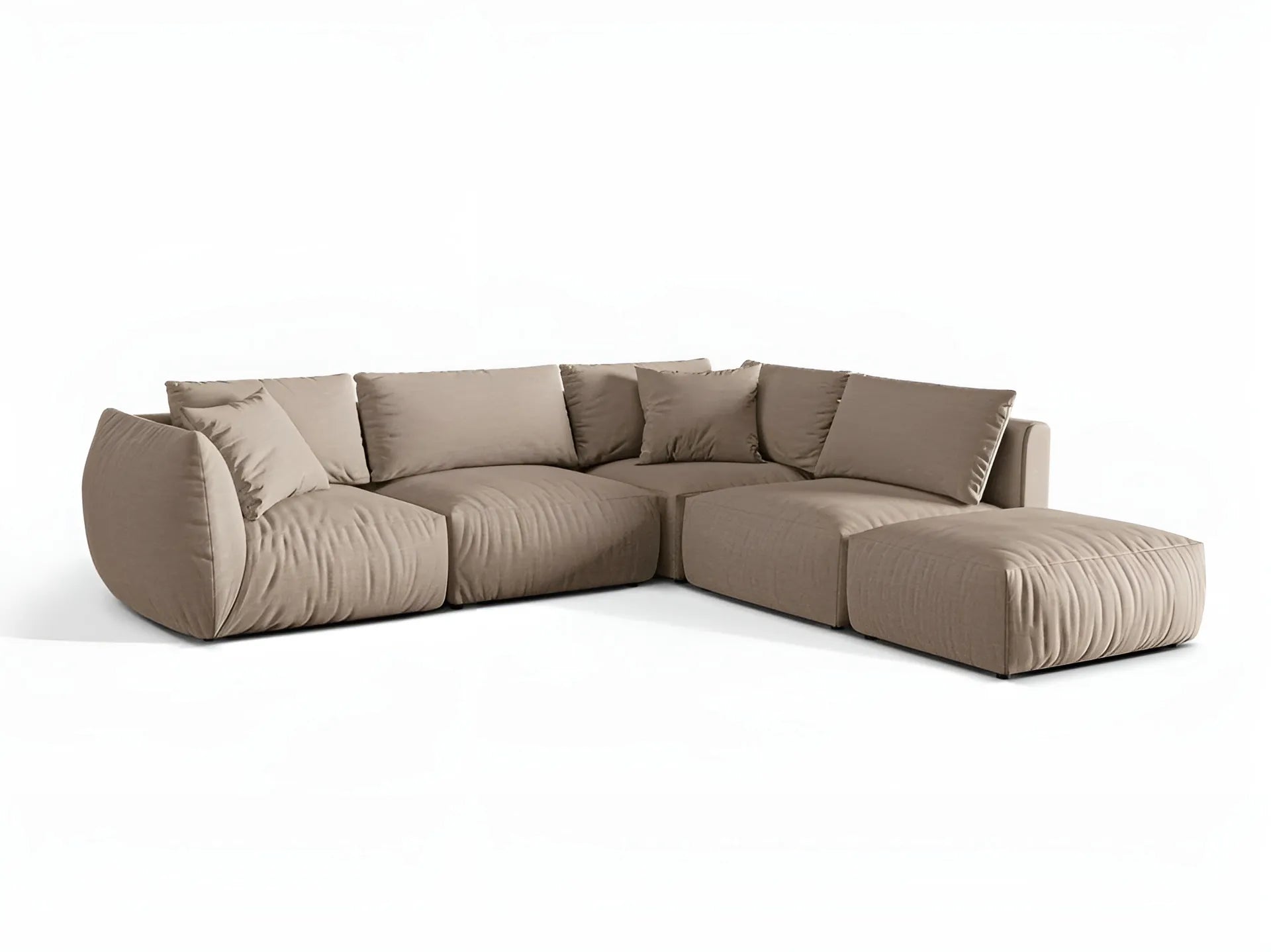 Right-facing modular corner sofa for 4 people CHRIS sand-colored chenille