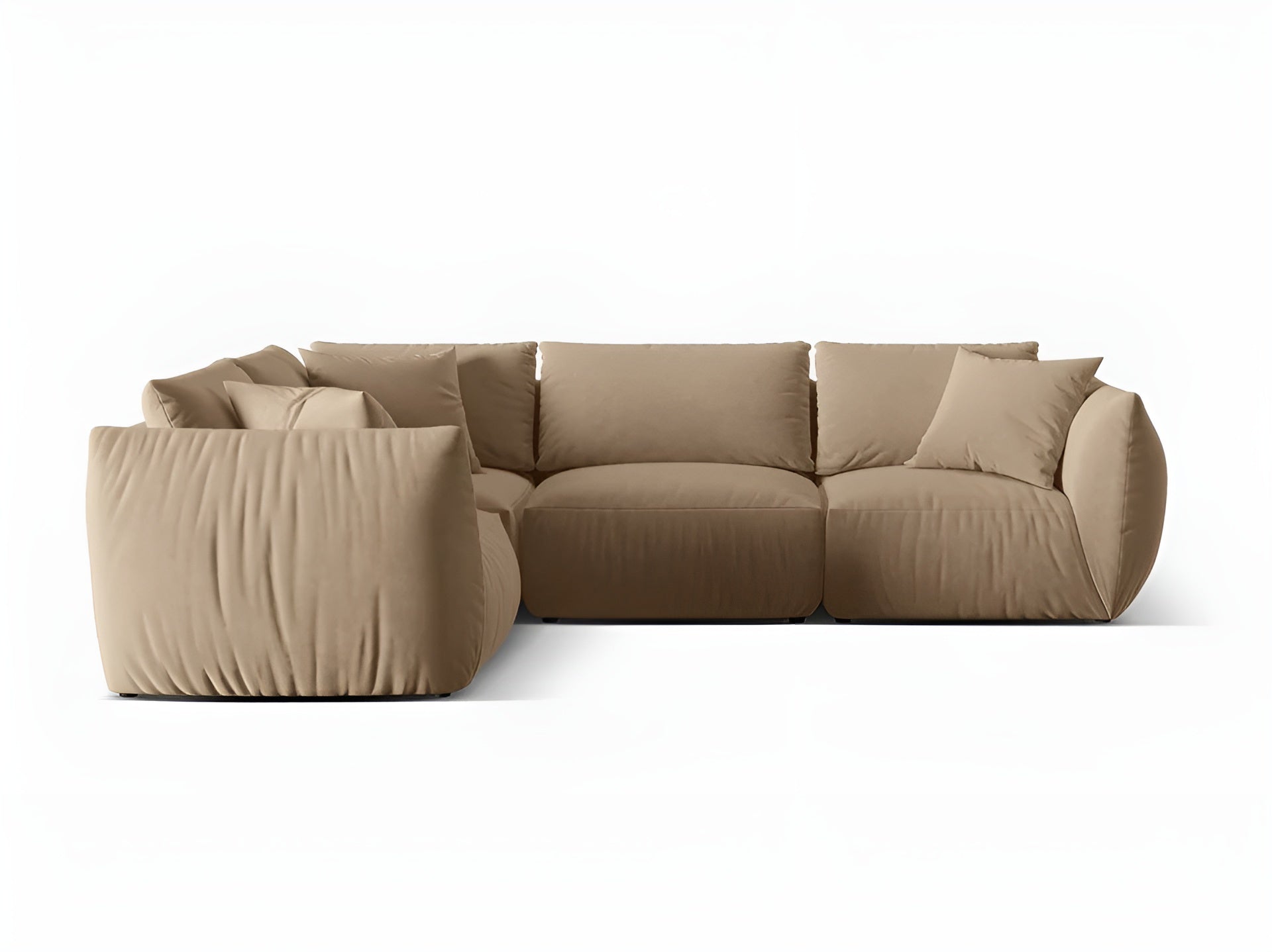 Velvet corner sofa for 4 people, left-sided CHRIS in sand color