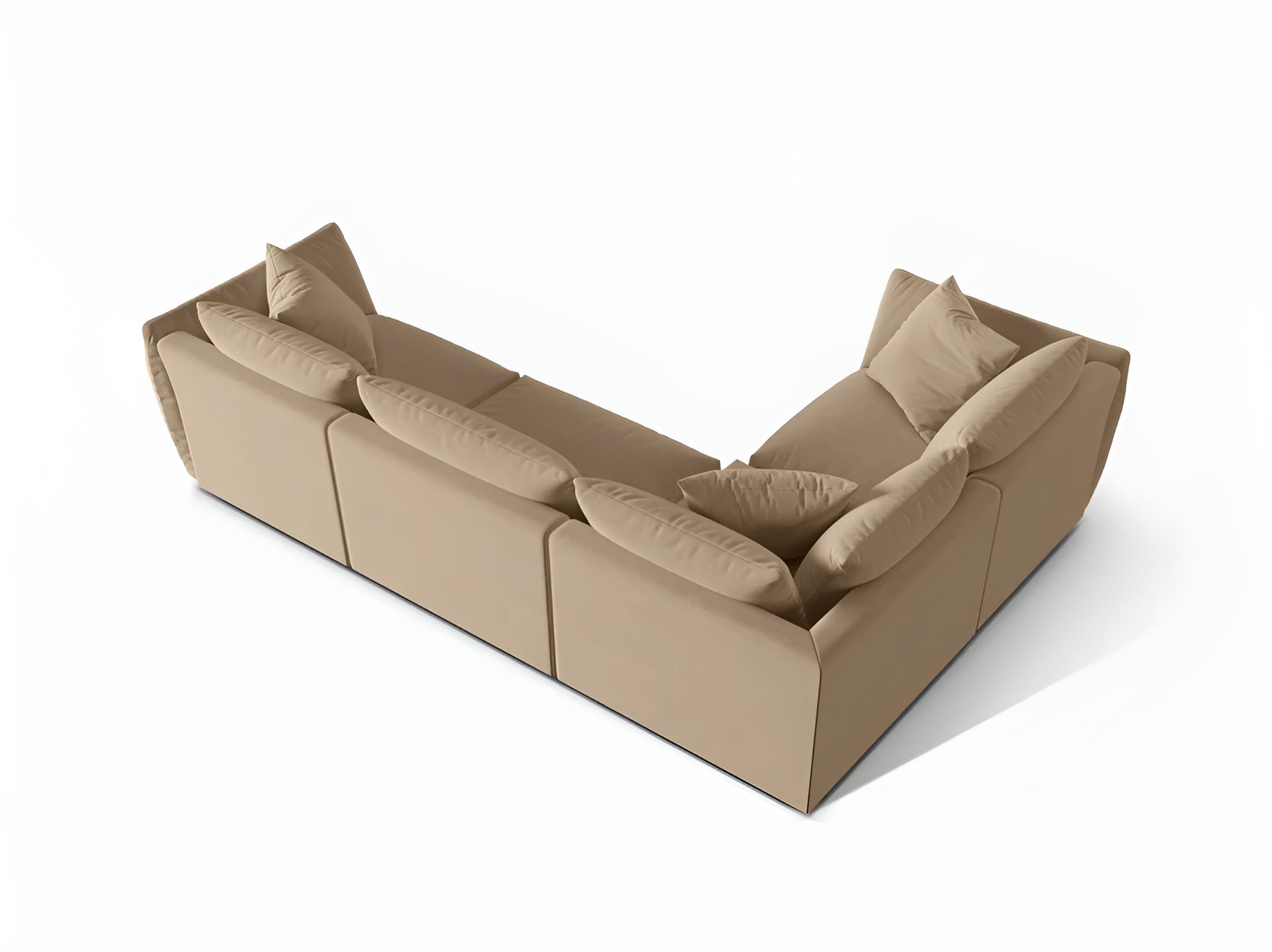 Velvet corner sofa for 4 people, left-sided CHRIS in sand color
