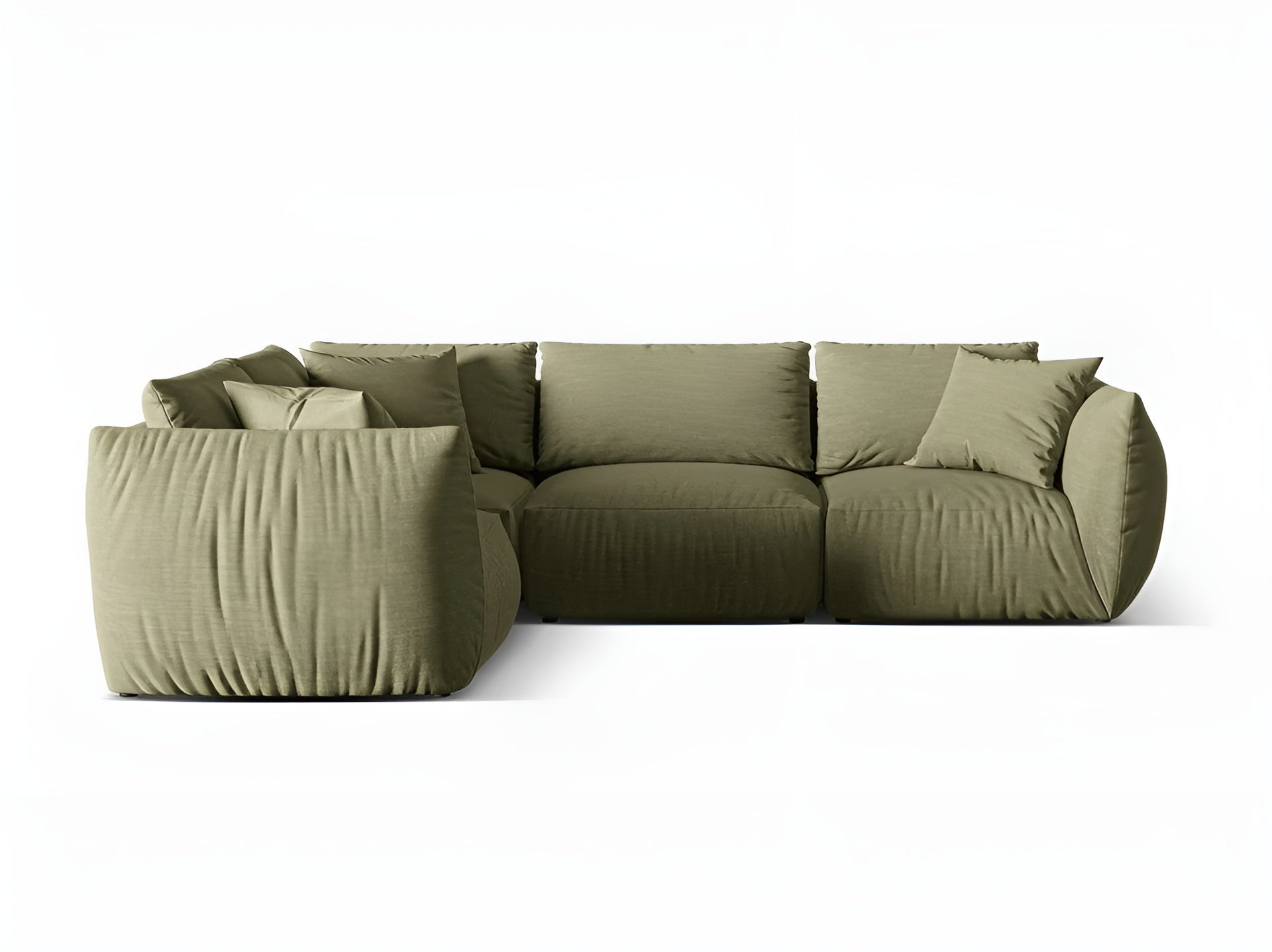 Left-facing 4-seater corner sofa CHRIS light green chenille