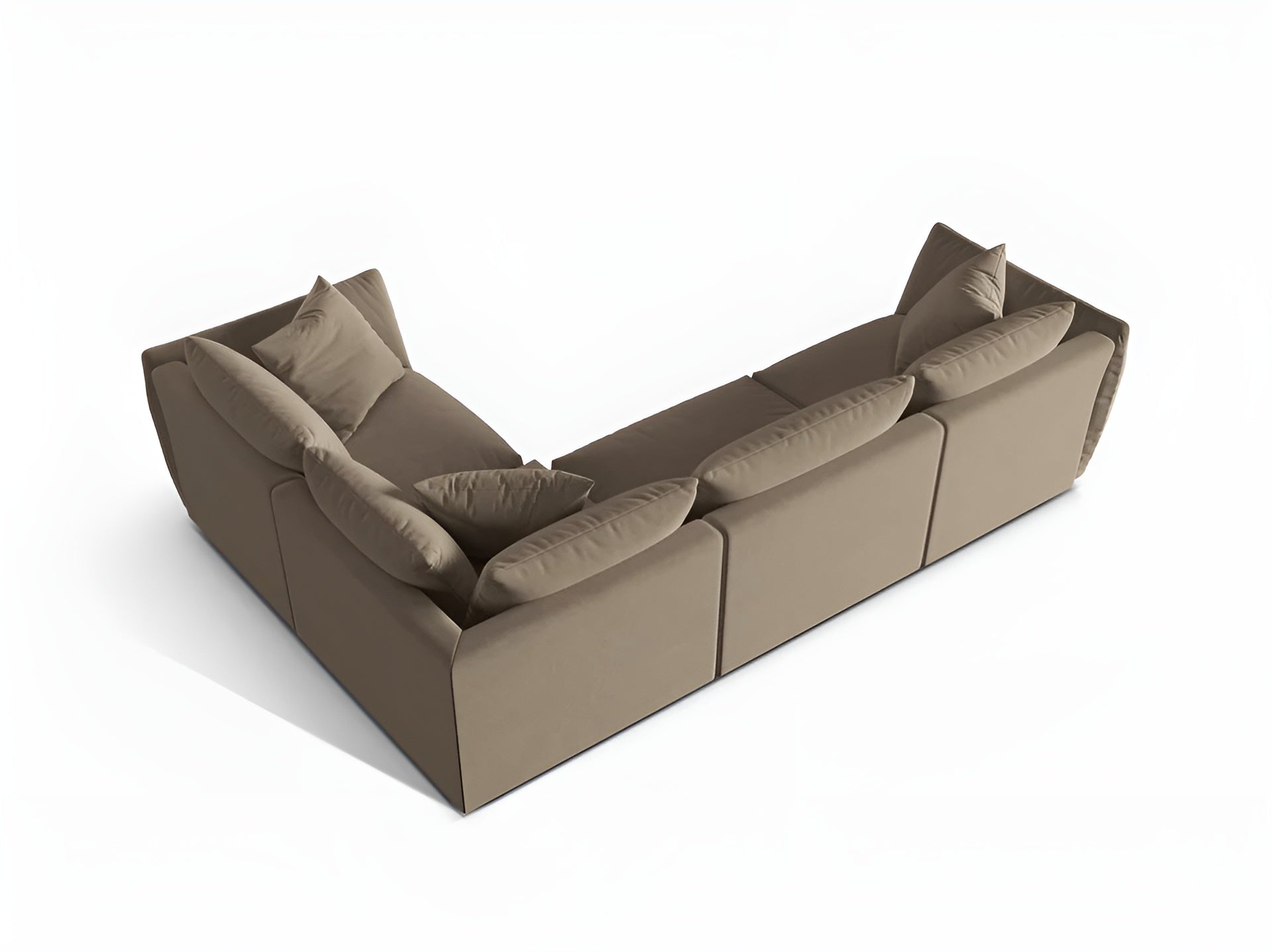 Súprava zamatová 4-osobová pravostranná CHRIS svetlohnedá