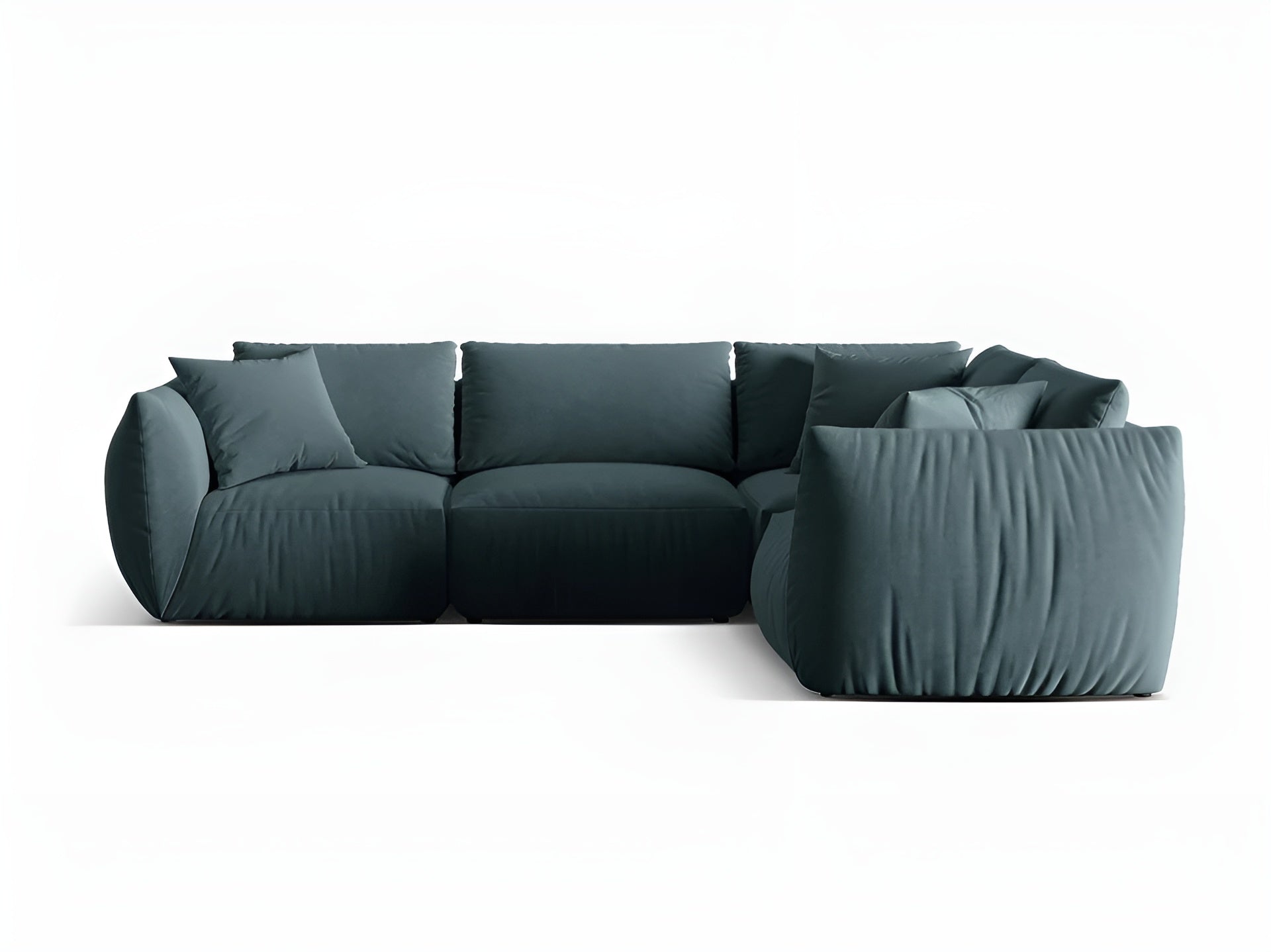 Velvet corner sofa for 4 people right-facing CHRIS light blue