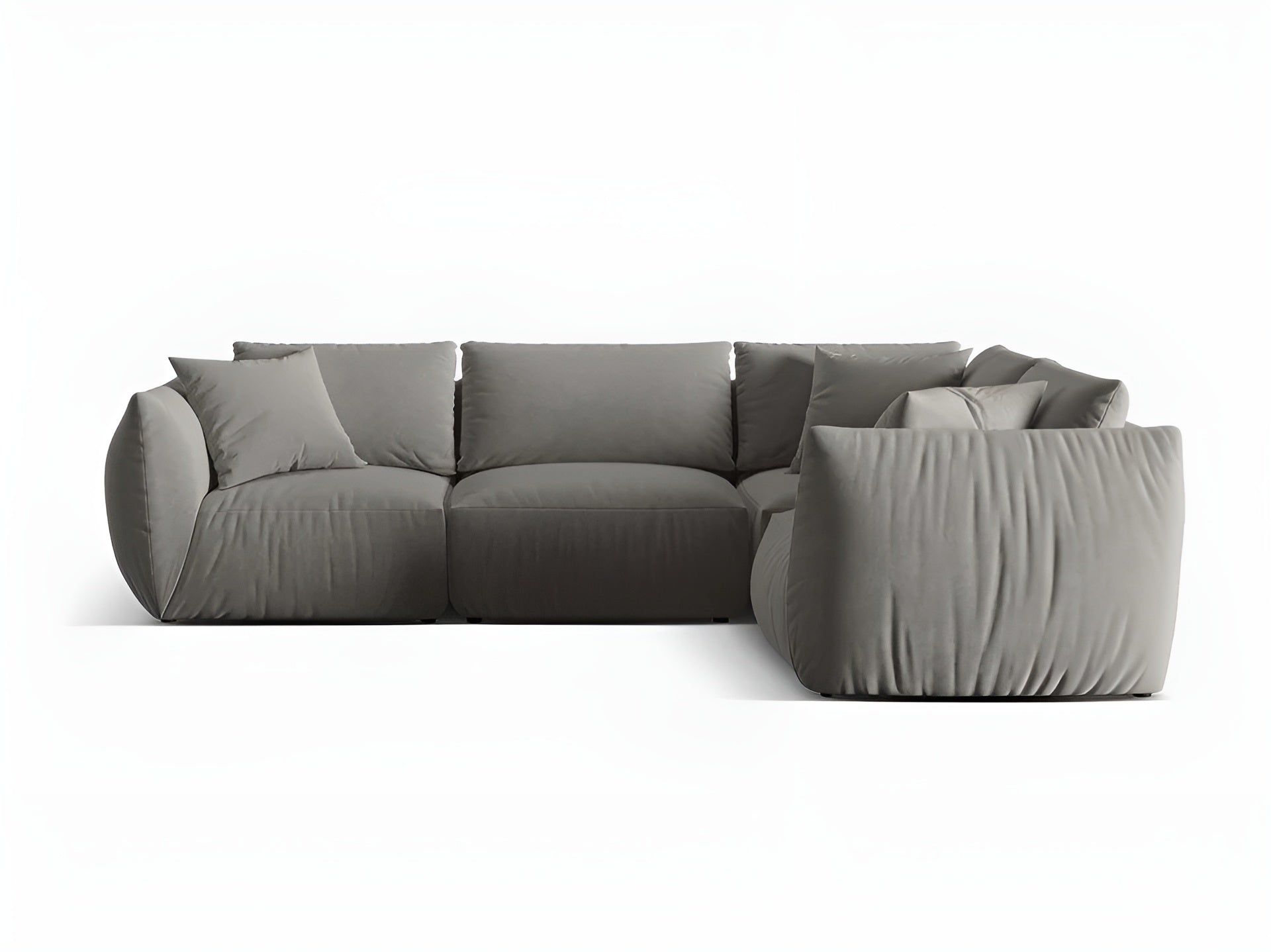 Gray velvet corner sofa for 4 people right-facing CHRIS