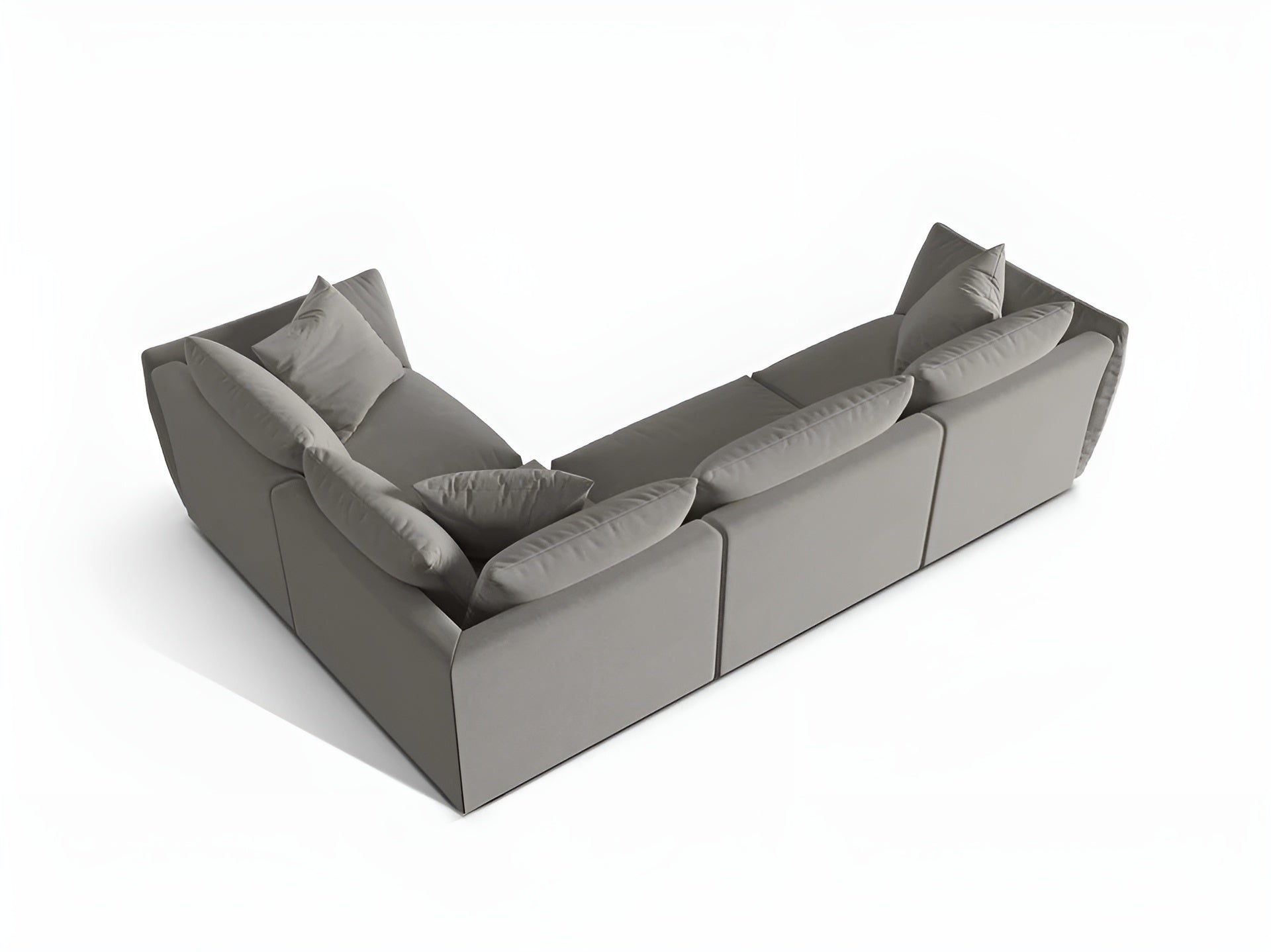 Gray velvet corner sofa for 4 people right-facing CHRIS