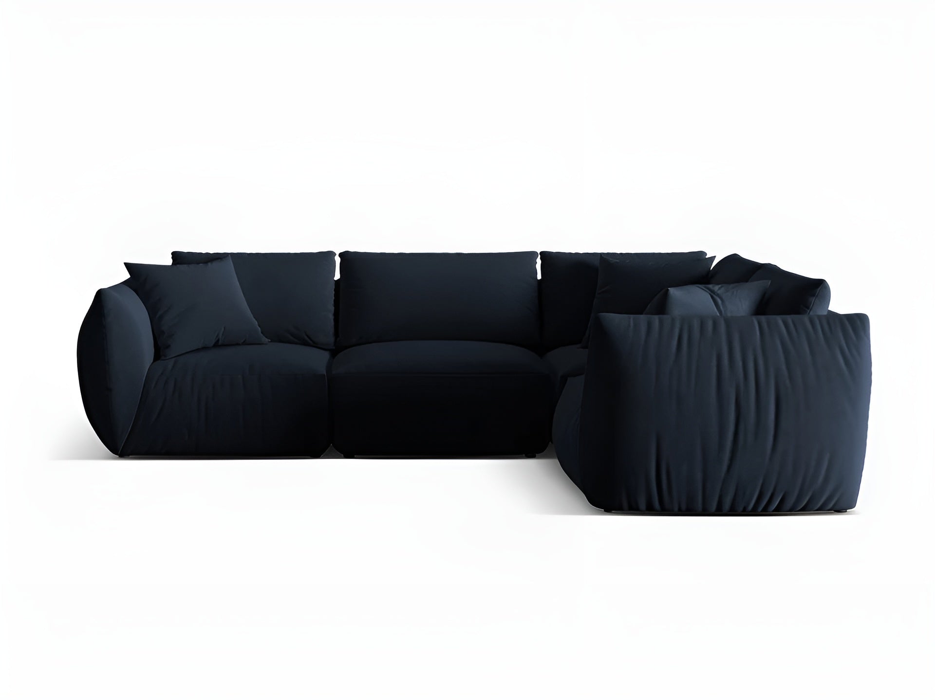 Velvet corner sofa for 4 people right-facing CHRIS royal blue