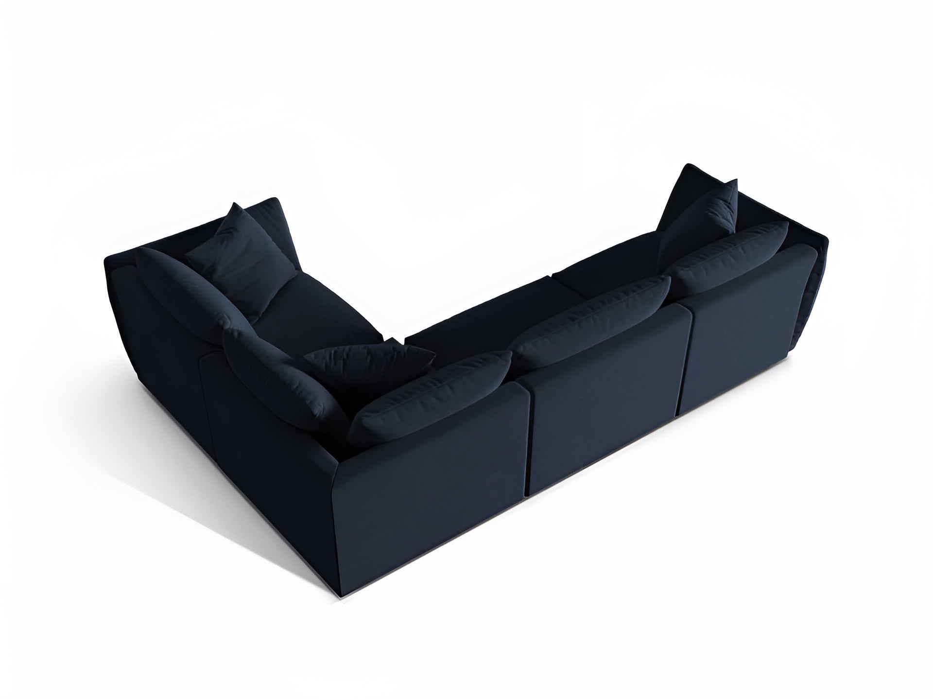 Velvet corner sofa for 4 people right-facing CHRIS royal blue