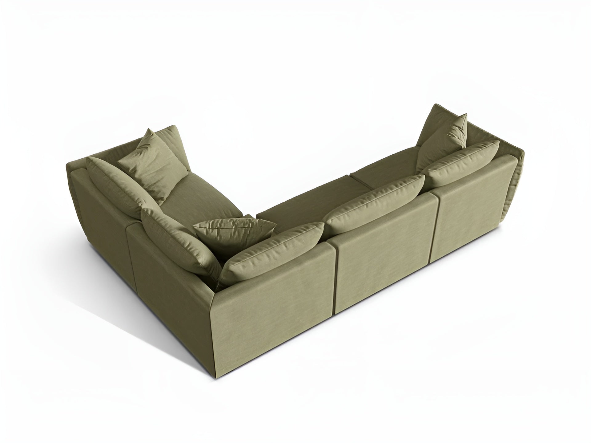 4-seater right-facing corner sofa CHRIS green chenille