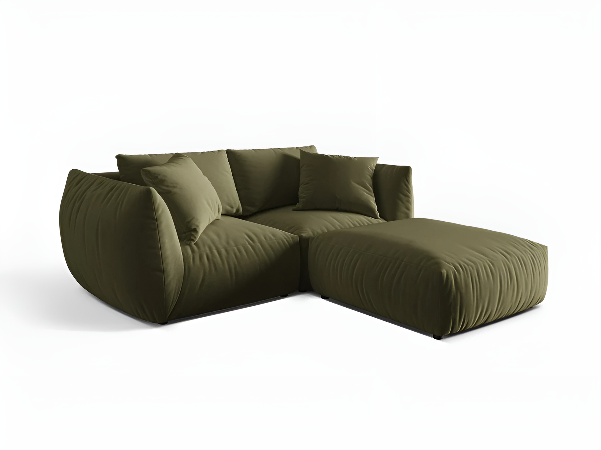 Left-facing velvet corner sofa CHRIS light green