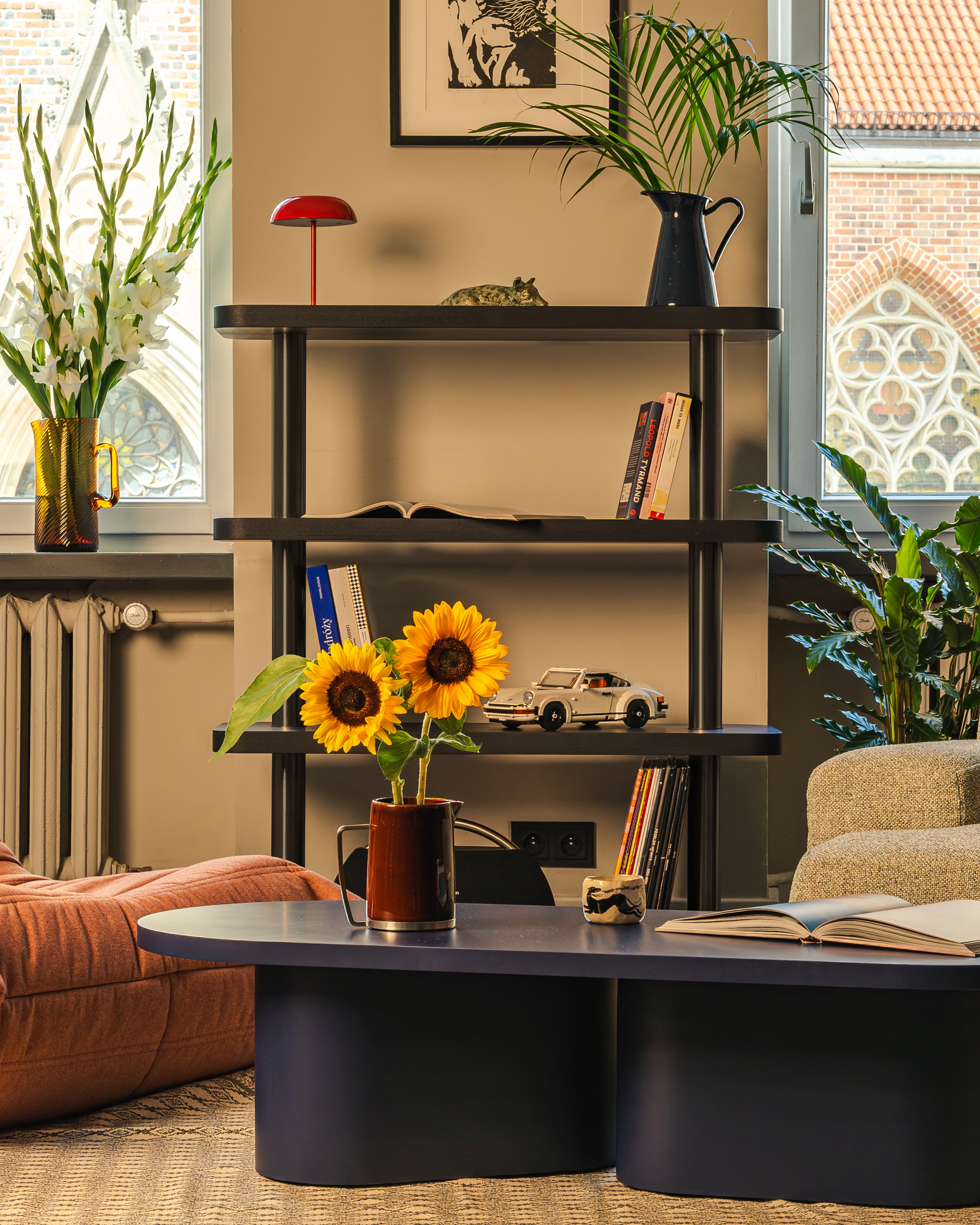 Regál MOD čierny dyha s čiernymi prvkami