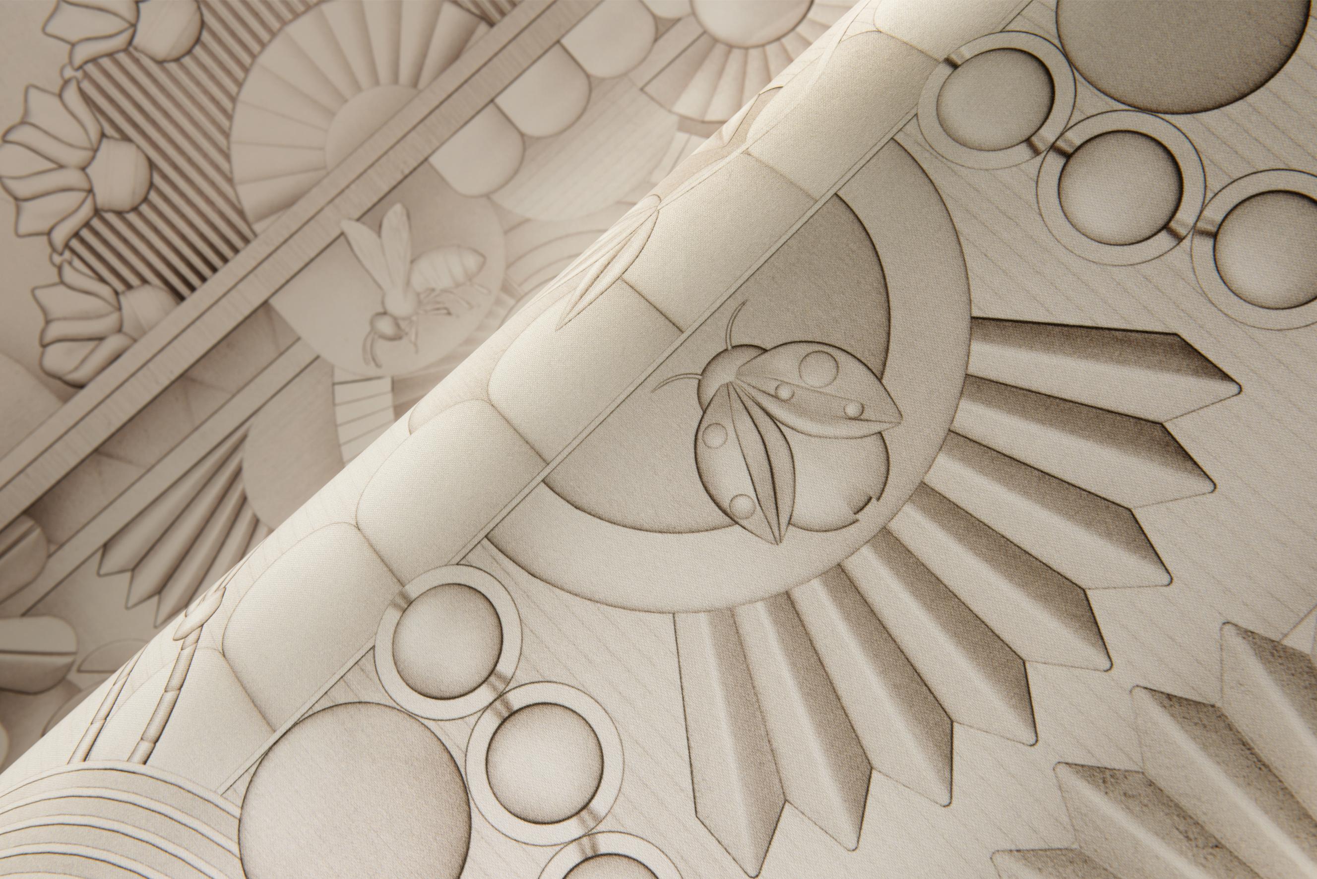 Art Deco Textile Mural in Arch Shape GREENHOUSE GATHERING ARCH Broken White