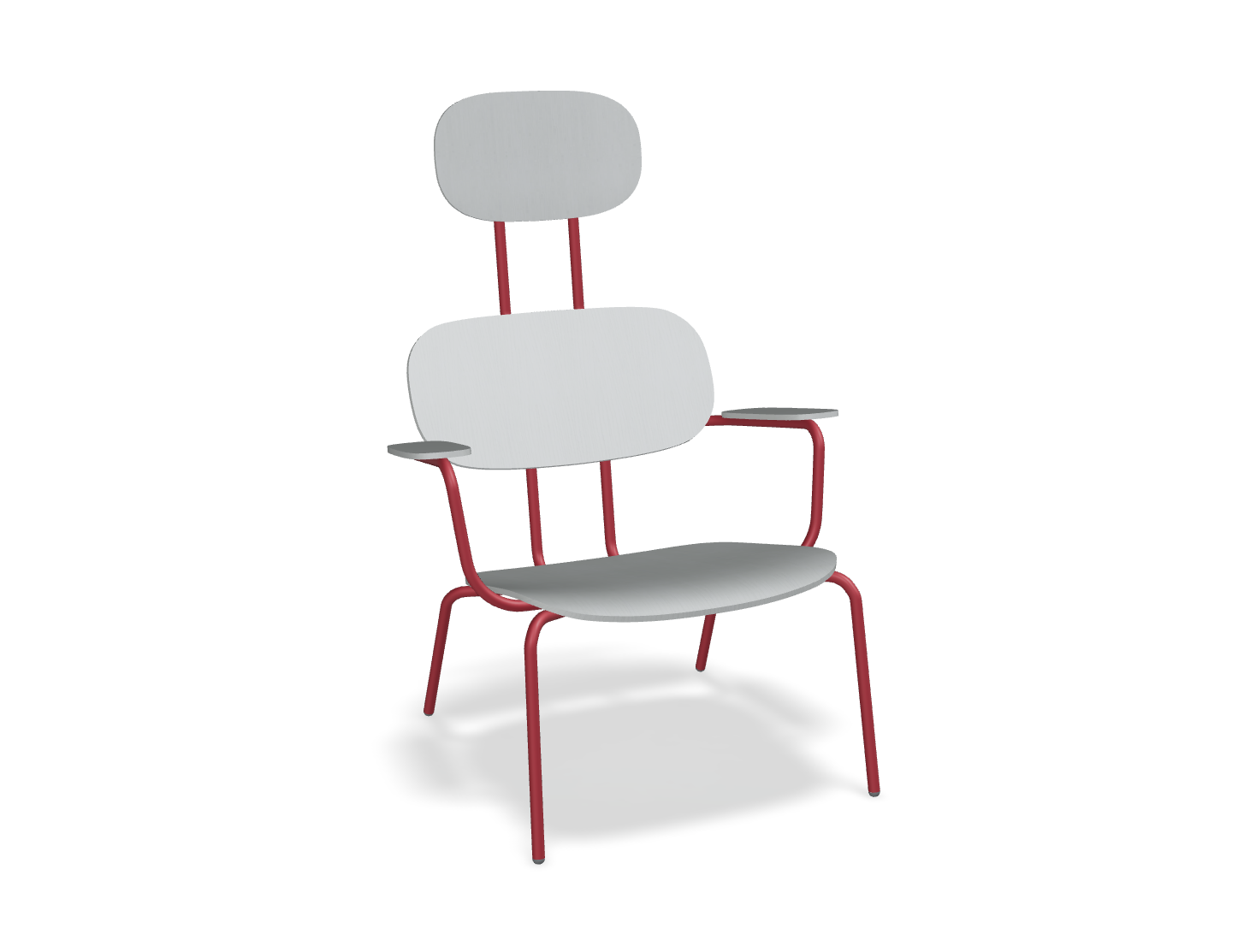 Fotel z zagłówkiem NEW SCHOOL LOUNGE czerwona podstawa – .mdd