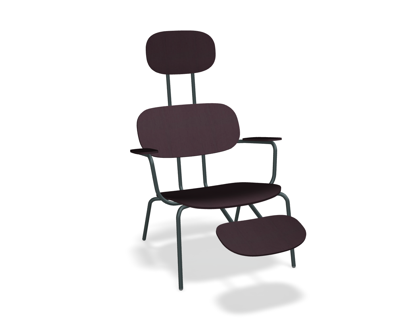 Fotel z zagłówkiem NEW SCHOOL LOUNGE ciemnozielona podstawa – .mdd