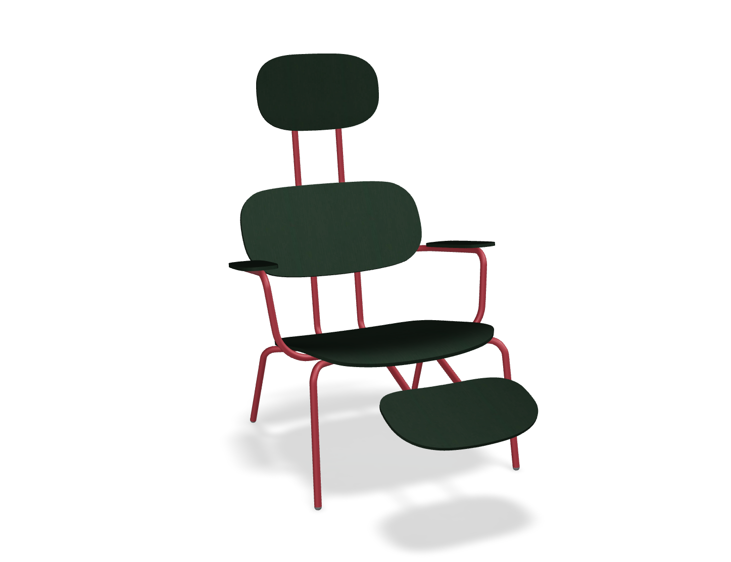 Fotel z zagłówkiem NEW SCHOOL LOUNGE czerwona podstawa – .mdd