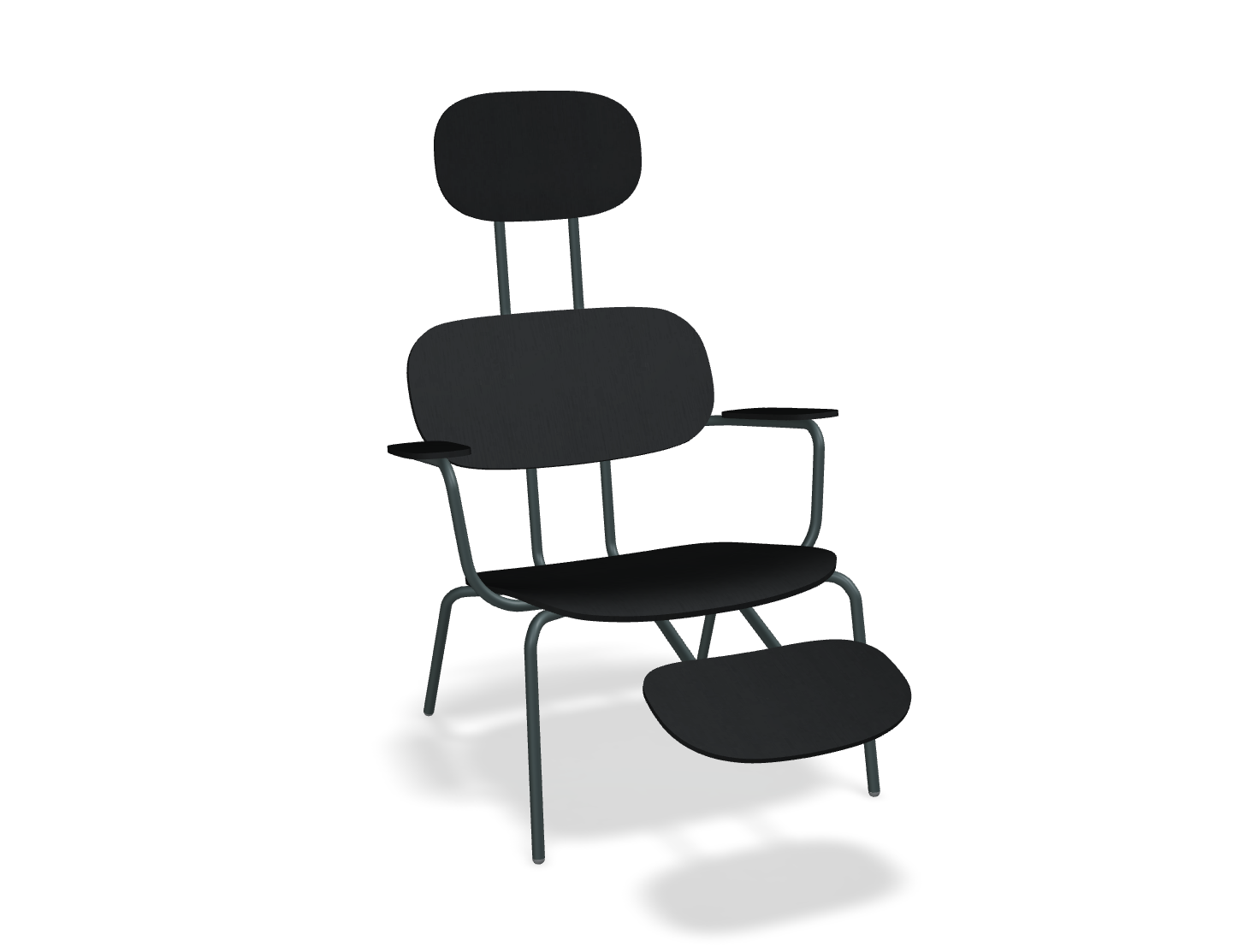 Fotel z zagłówkiem NEW SCHOOL LOUNGE ciemnozielona podstawa – .mdd