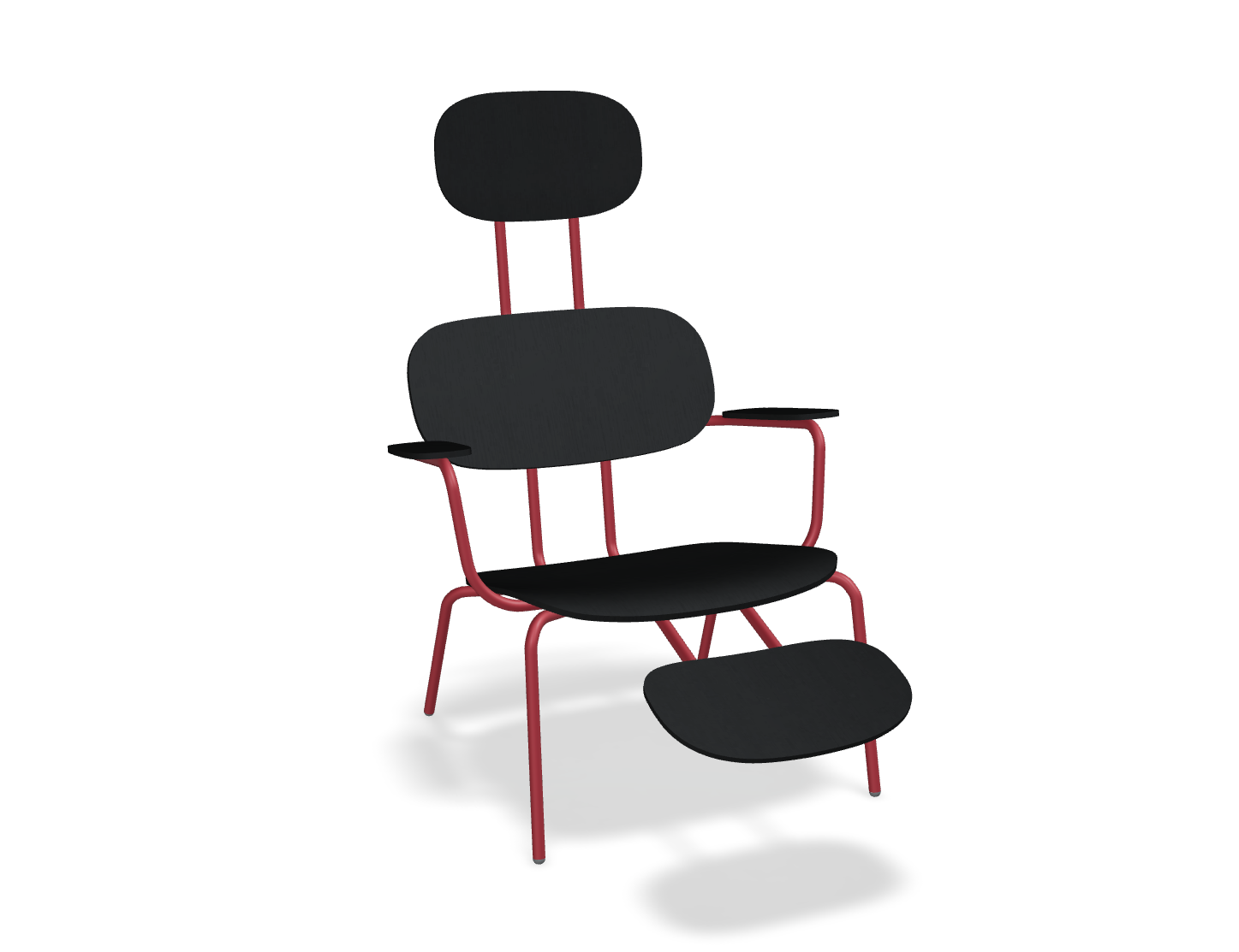 Fotel z zagłówkiem NEW SCHOOL LOUNGE czerwona podstawa – .mdd
