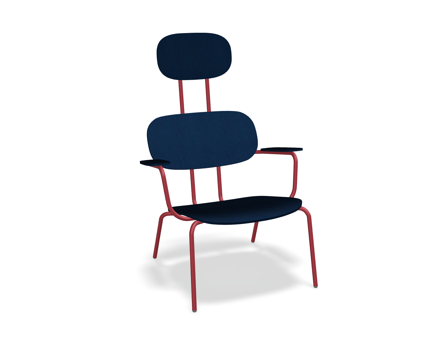 Fotel z zagłówkiem NEW SCHOOL LOUNGE czerwona podstawa – .mdd