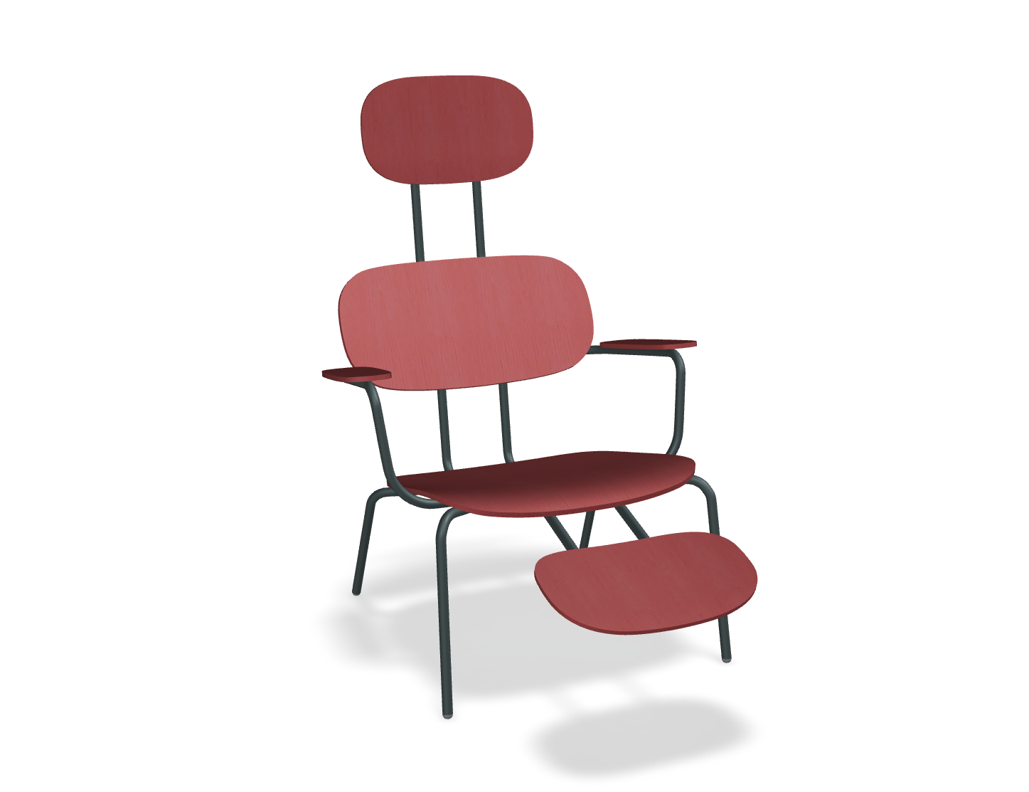 Fotel z zagłówkiem NEW SCHOOL LOUNGE ciemnozielona podstawa – .mdd