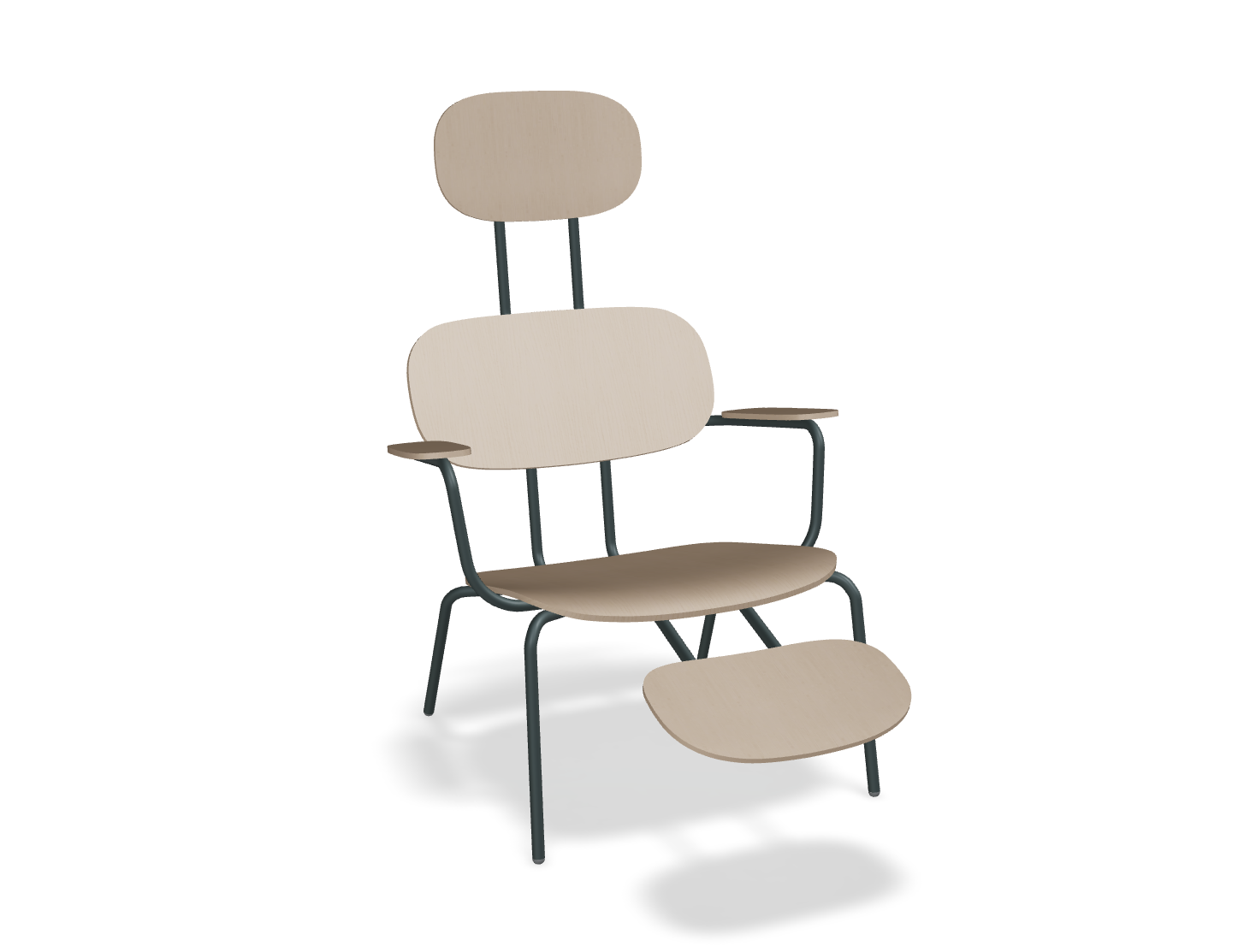 Fotel z zagłówkiem NEW SCHOOL LOUNGE ciemnozielona podstawa – .mdd
