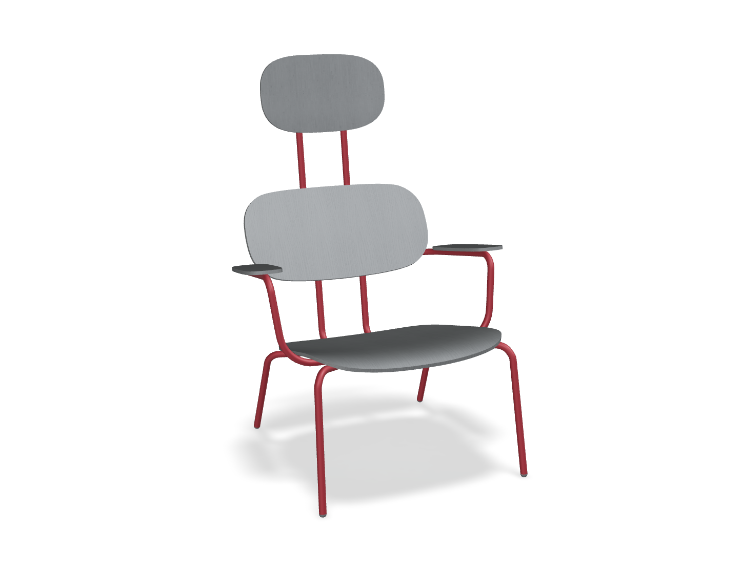 Fotel z zagłówkiem NEW SCHOOL LOUNGE czerwona podstawa – .mdd