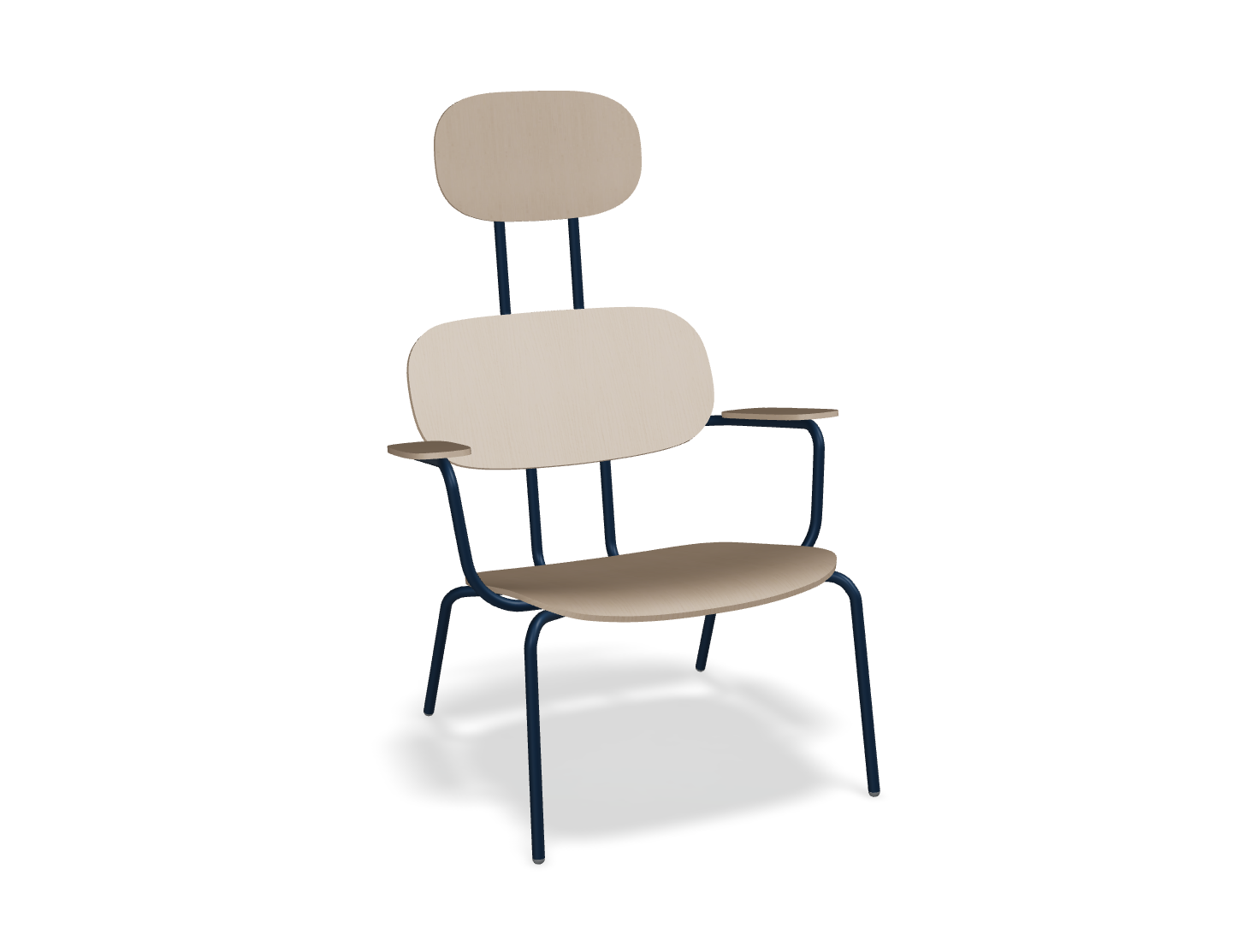 Fotel z zagłówkiem NEW SCHOOL LOUNGE niebieska podstawa – .mdd