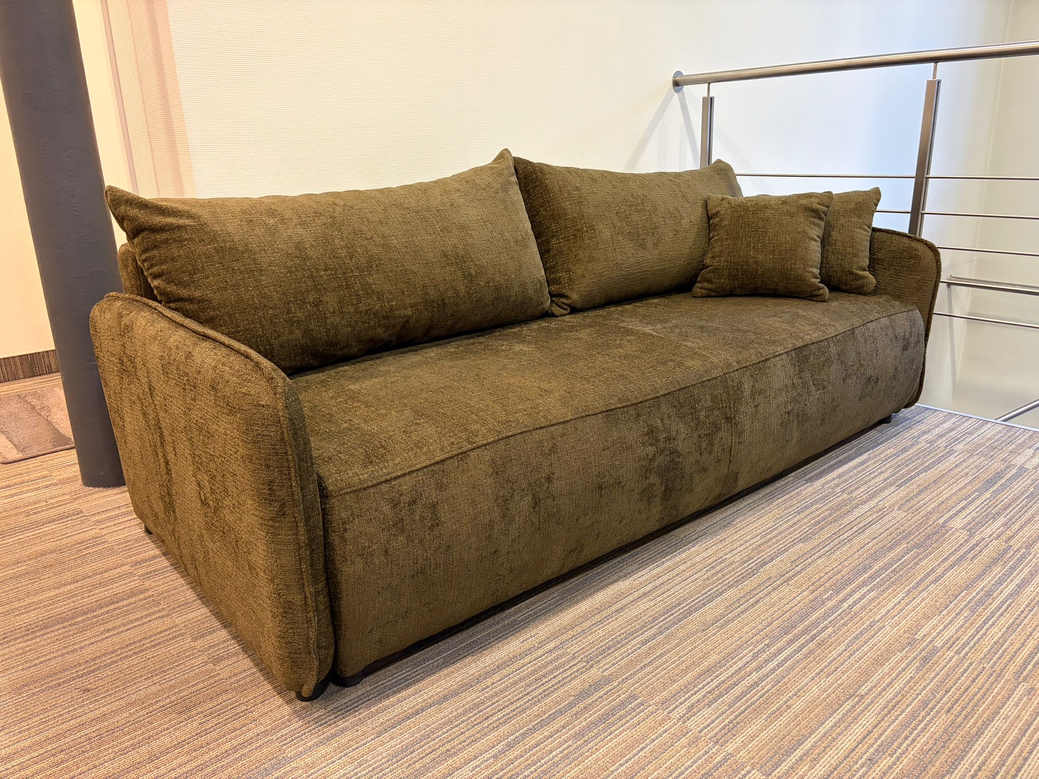 Burgundy Velvet Panoramic Corner Sofa with Sleeping Function NANEA