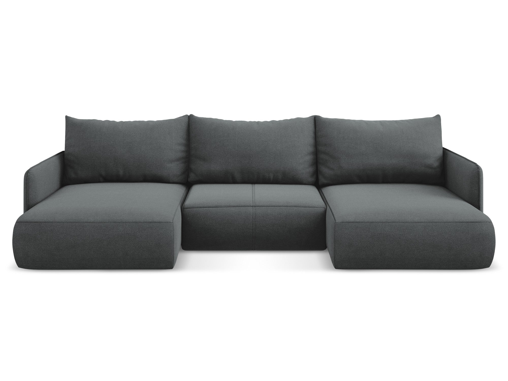 Gray panoramic corner sofa with sleeping function NANEA