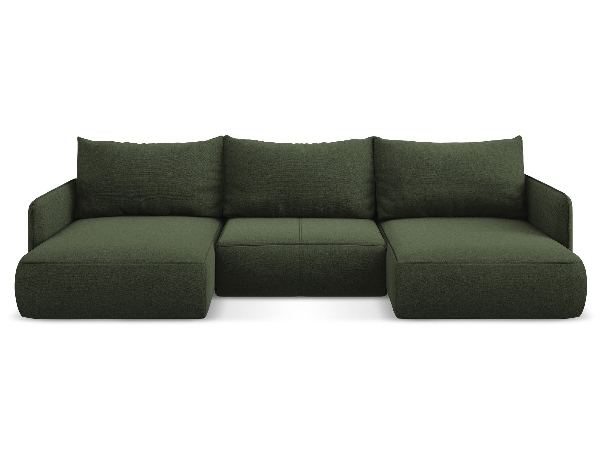 Panoramic corner sofa with sleeping function NANEA in olive green