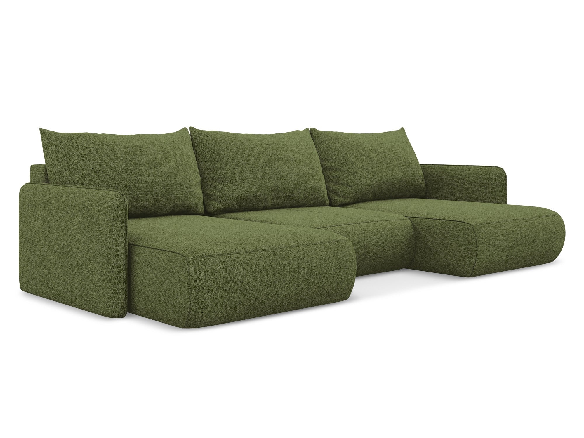 Panoramic corner sofa with sleeping function NANEA green chenille