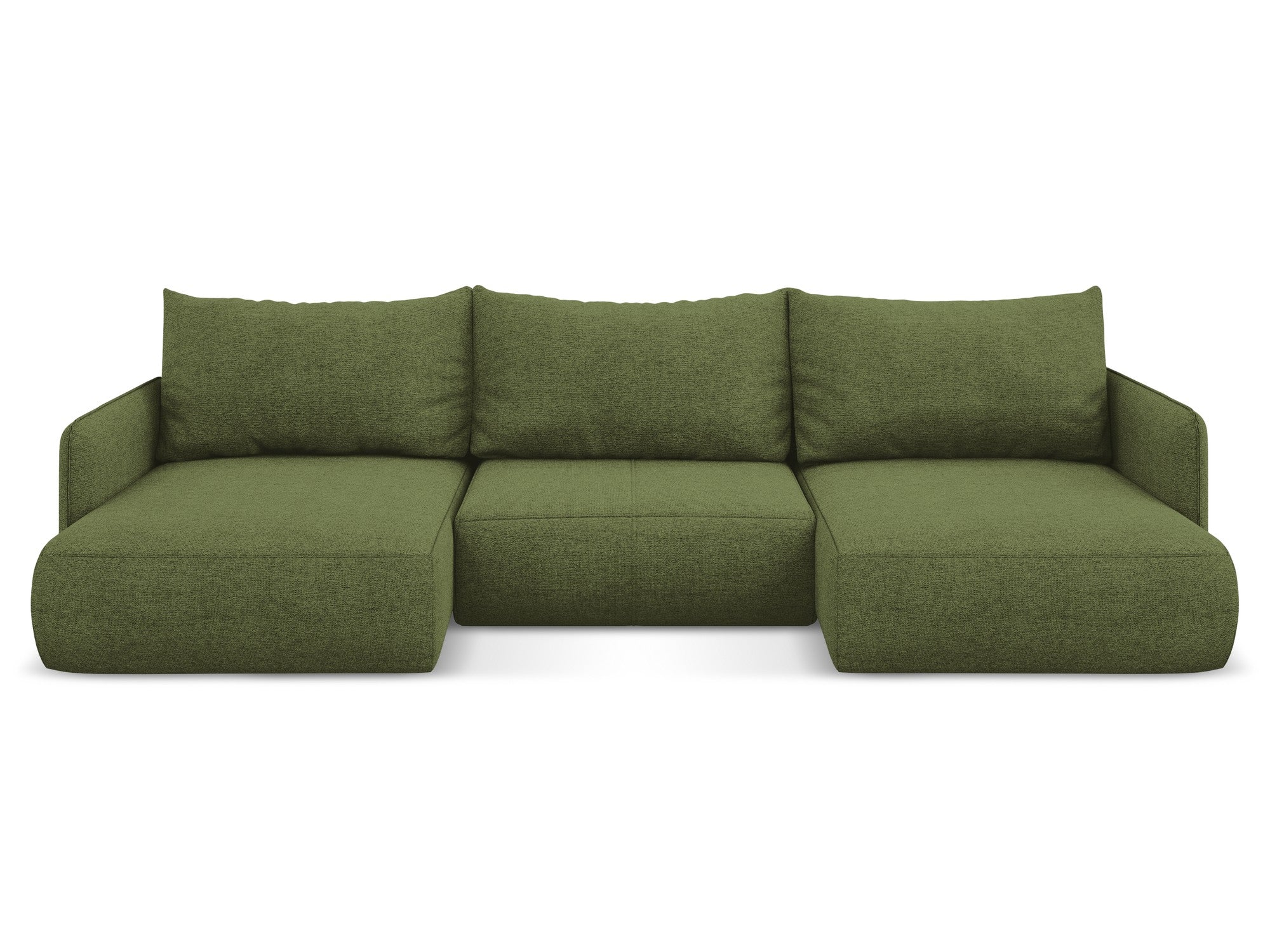 Panoramic corner sofa with sleeping function NANEA green chenille