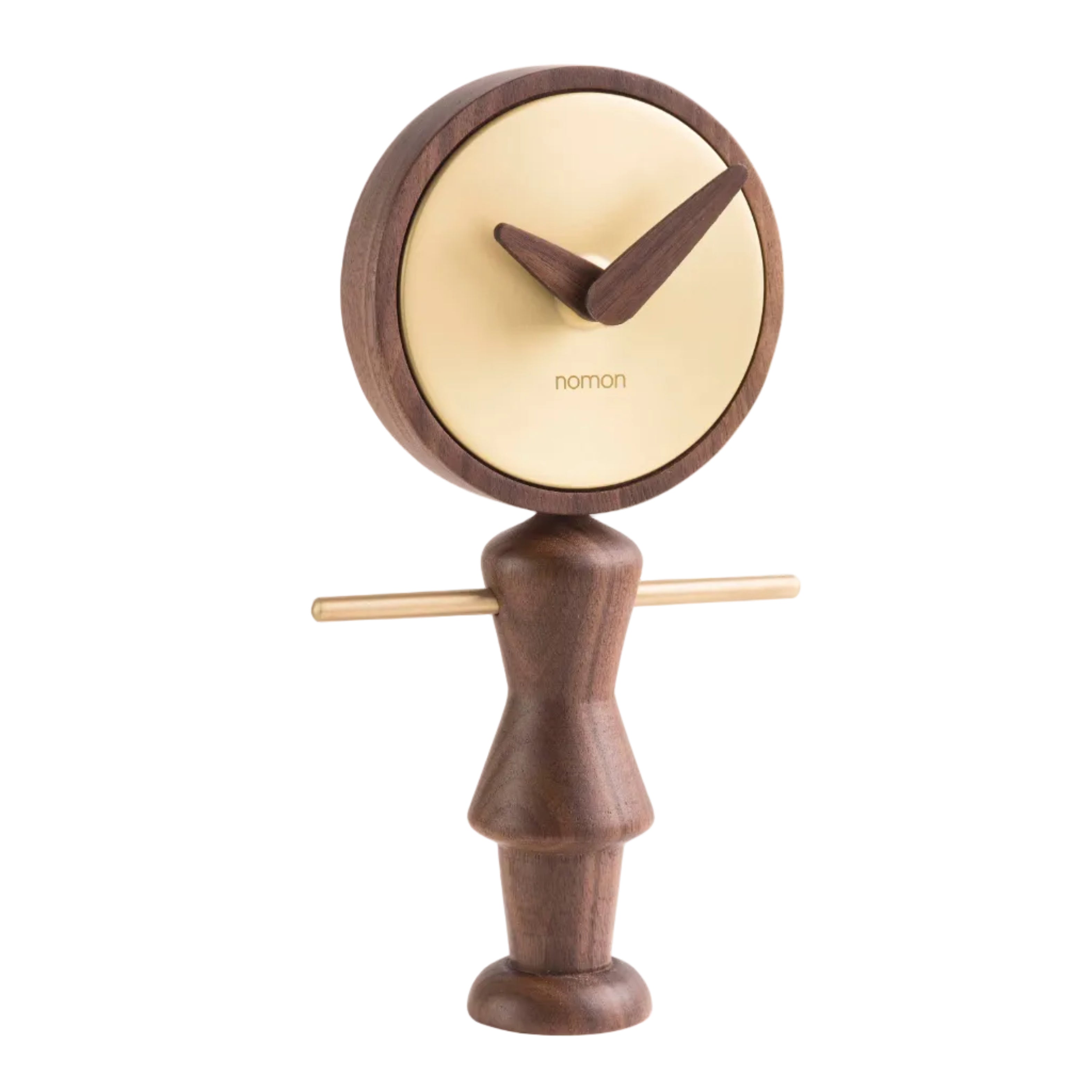 NENA tabletop clock walnut wood with brass finish