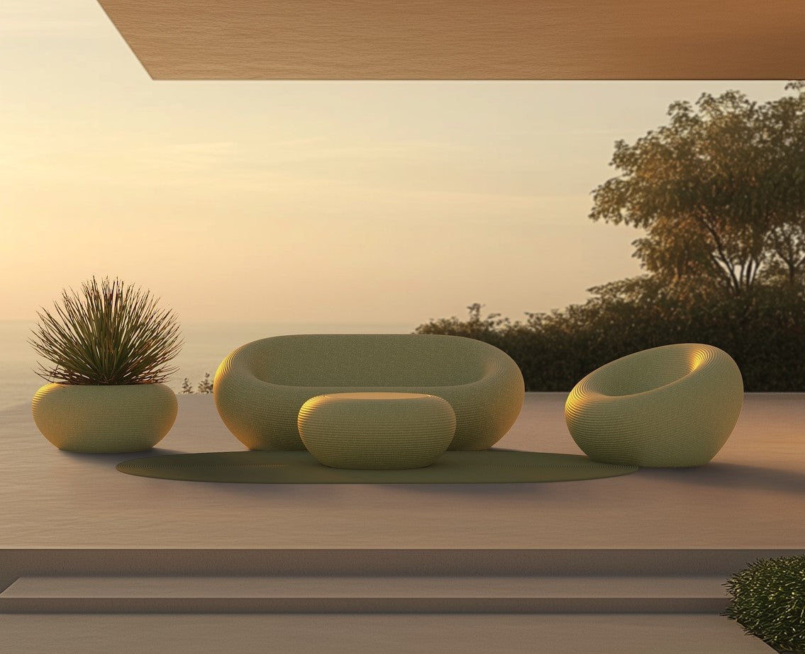 Green outdoor round rug NAMI