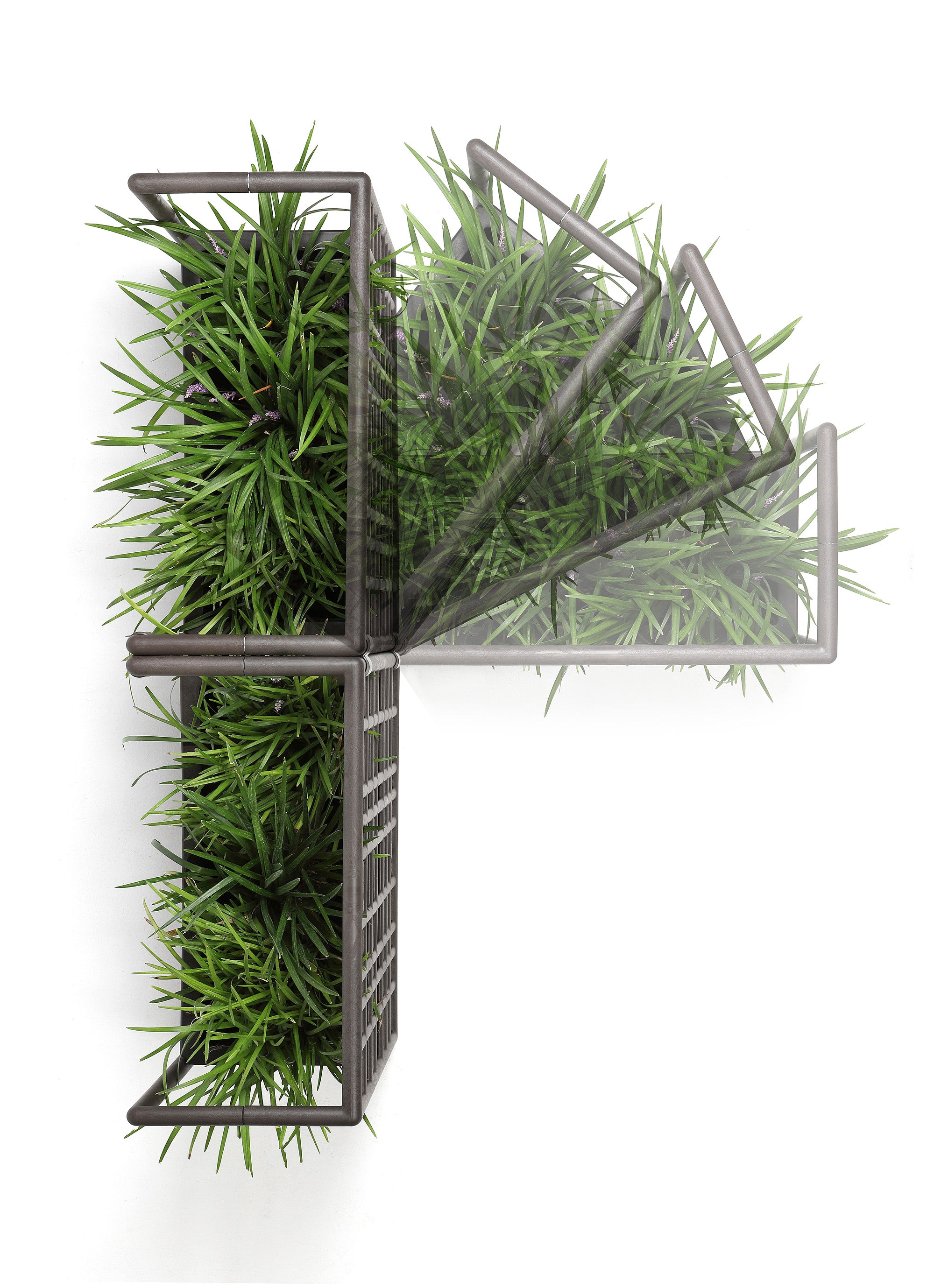 Modular outdoor system with SIPARIO planter in graphite
