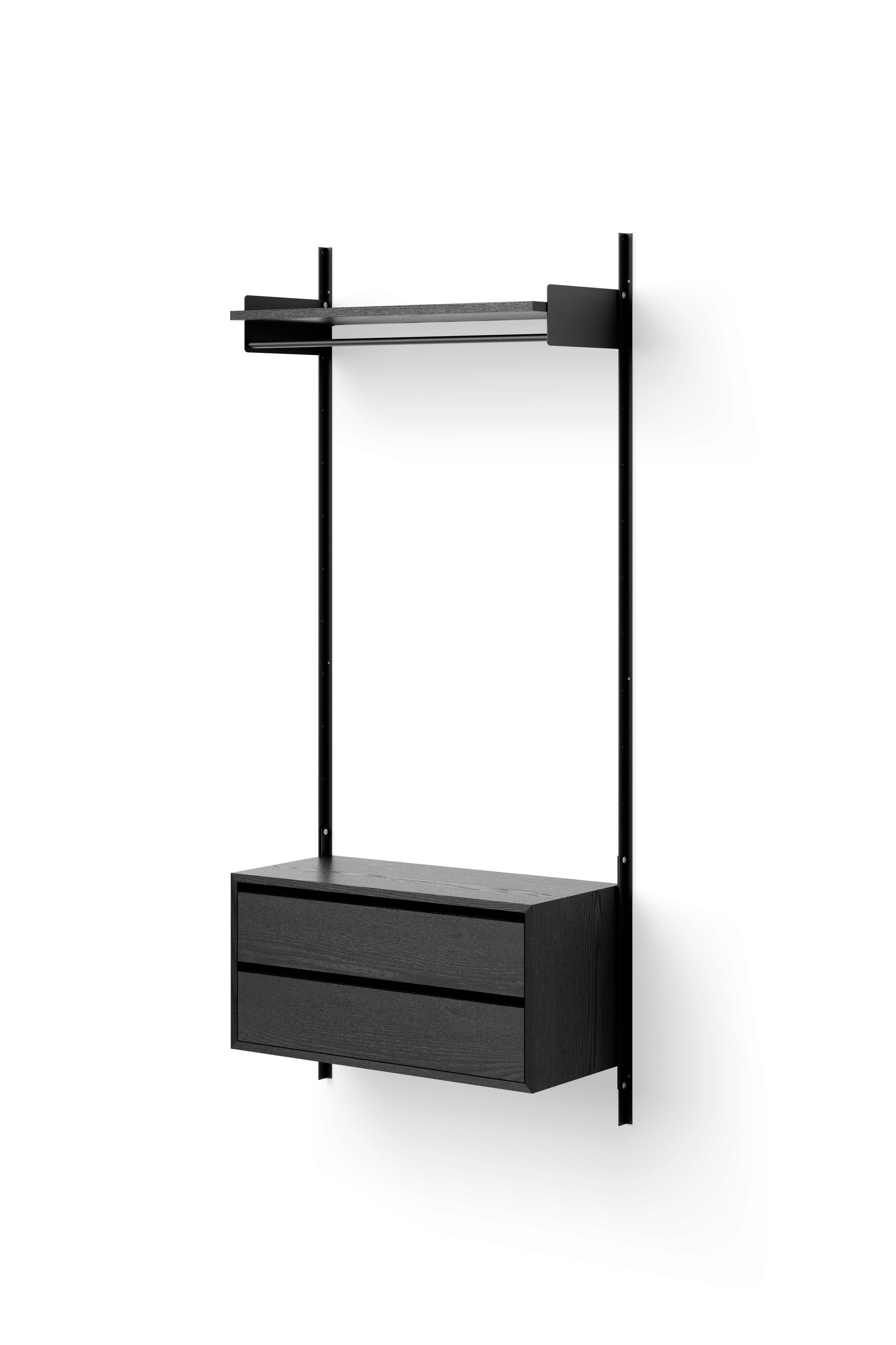 Hanging cabinet with new works drawers black ash veneer